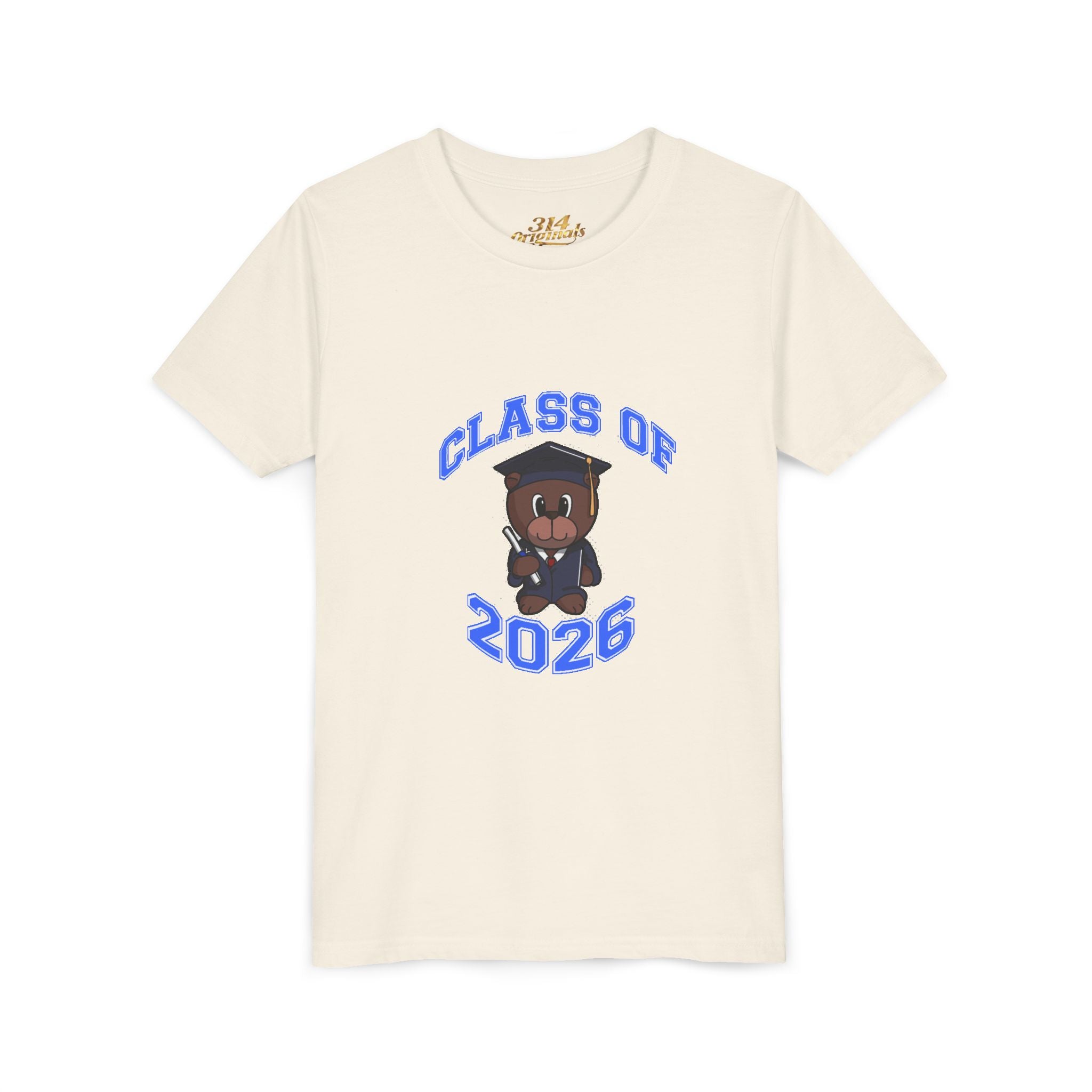 Class of 2026 Kids Graduation T‑Shirt — Cute Graduate Bear Youth Tee