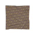 Silky Brown Logo Scarf — Gold Script Pattern Polyester Scarf - 314 Originals