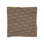 Silky Brown Logo Scarf — Gold Script Pattern Polyester Scarf - 314 Originals