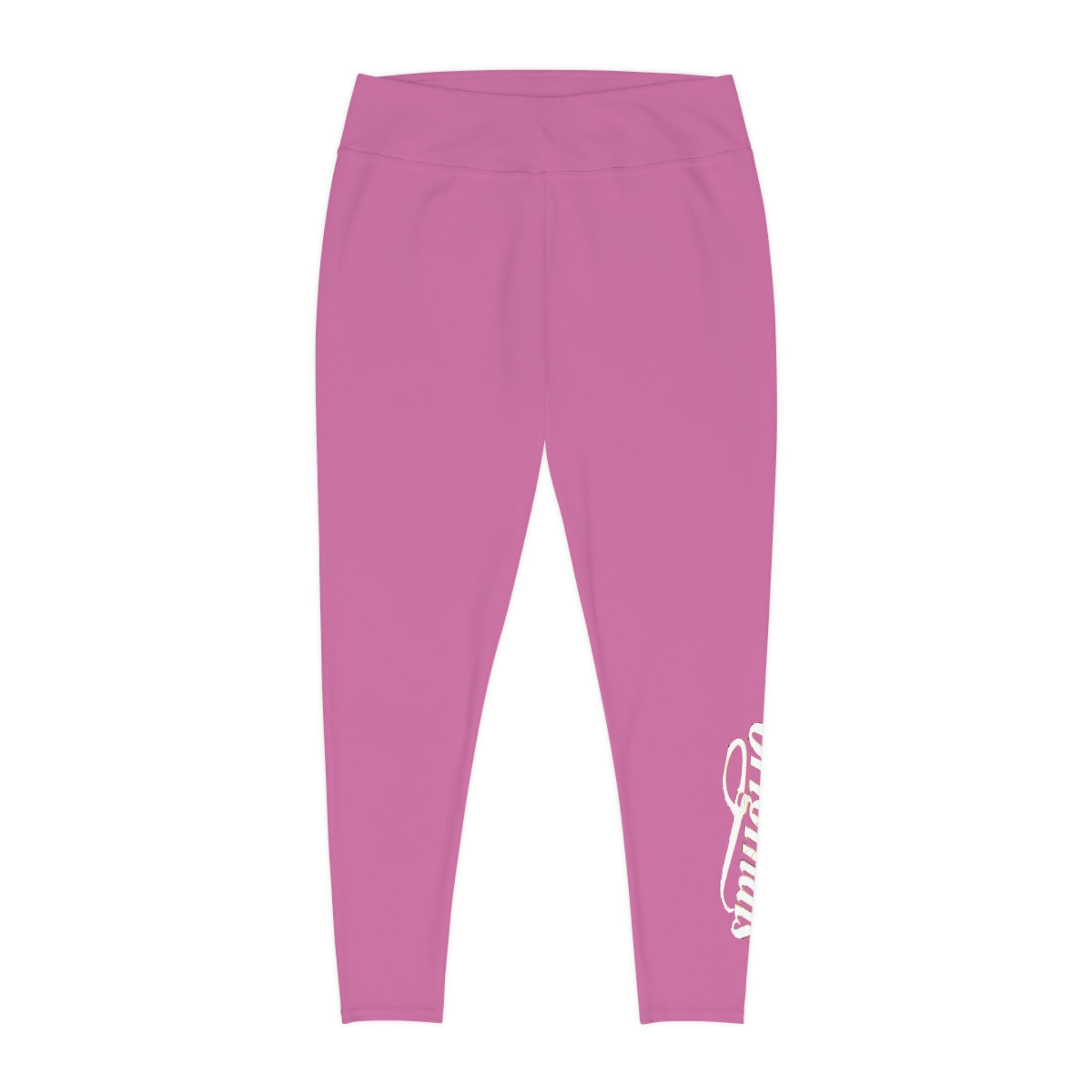 Light Pink Plus Size Leggings — Subtle Side Script Graphic, Comfortable Everyday Activewear - 314 Originals