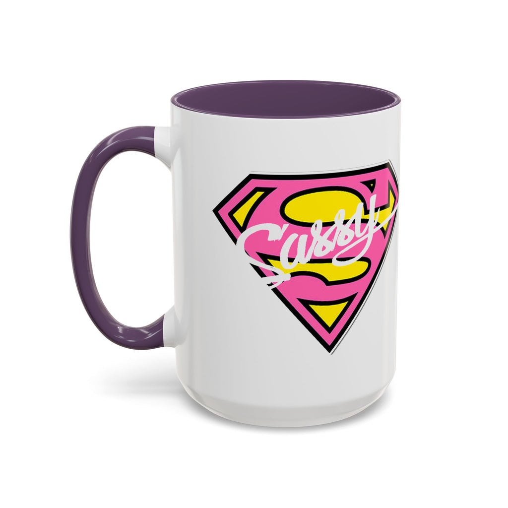 Sassy Supergirl Accent Coffee Mug – Pink & Yellow Super S Logo (11/15oz) - 314 Originals