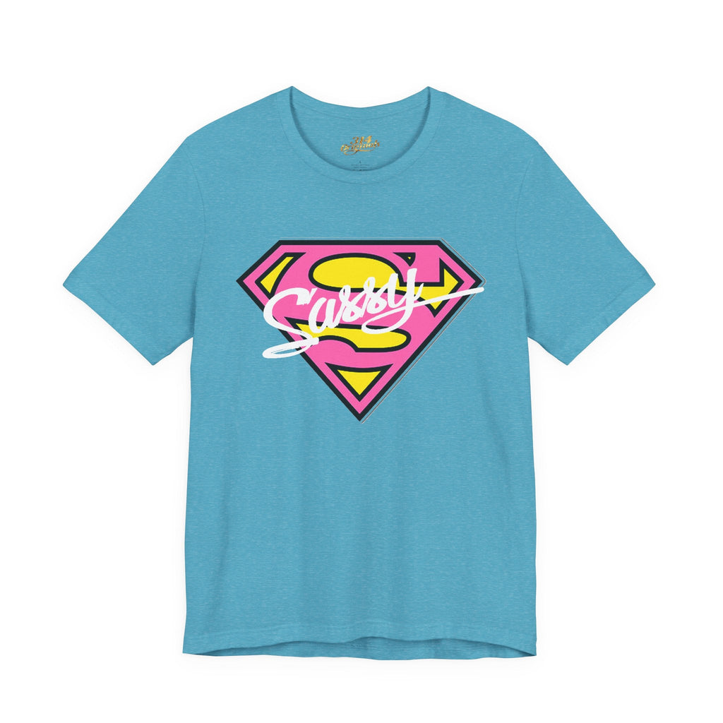 Super Sassy Tee — Pink & Yellow S Badge Graphic T-Shirt Printify T-Shirt  314 Originals