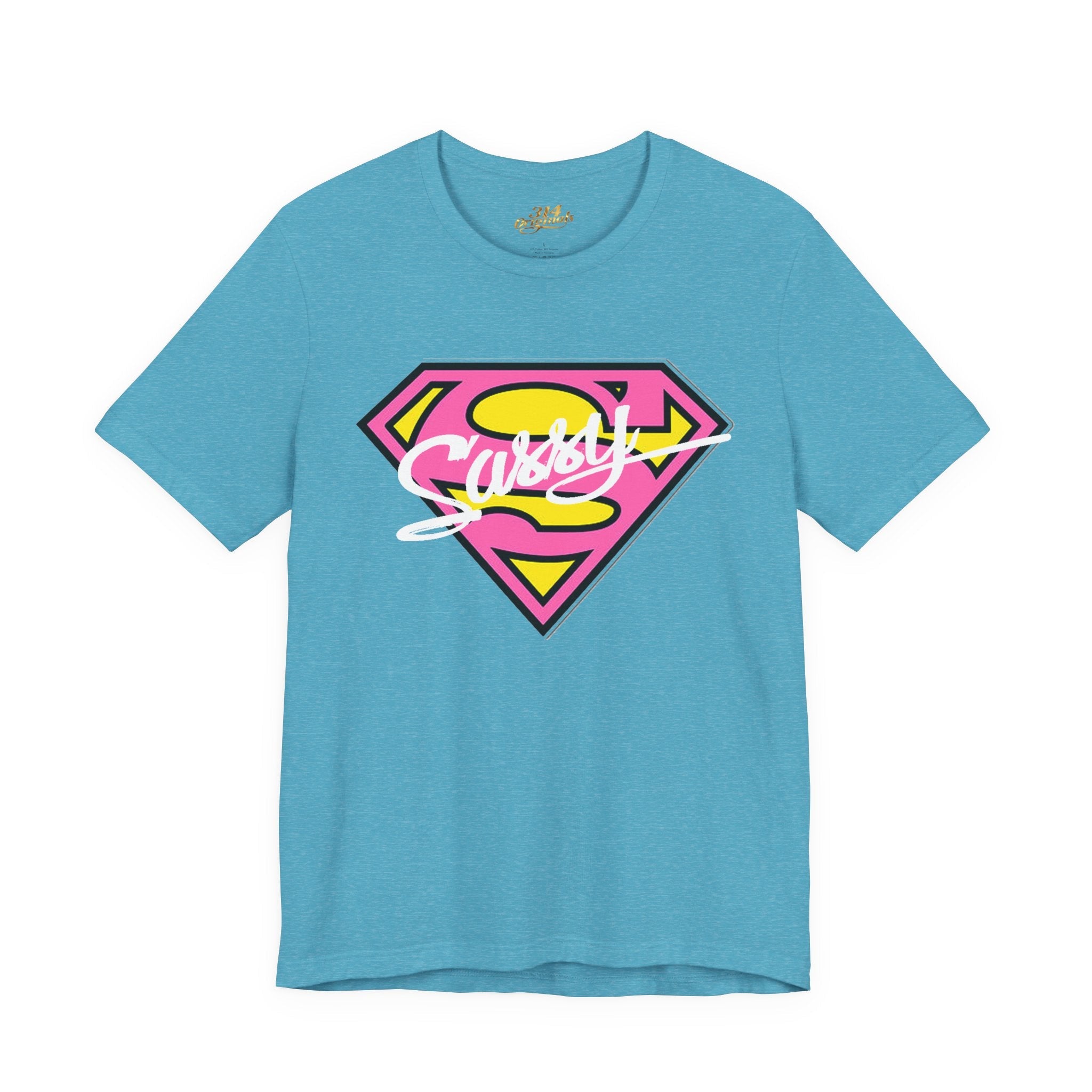 Super Sassy Tee — Pink & Yellow S Badge Graphic T-Shirt Printify T-Shirt  314 Originals