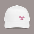 White Mid Profile Baseball Cap — 314 Embroidered Pink Logo - 314 Originals