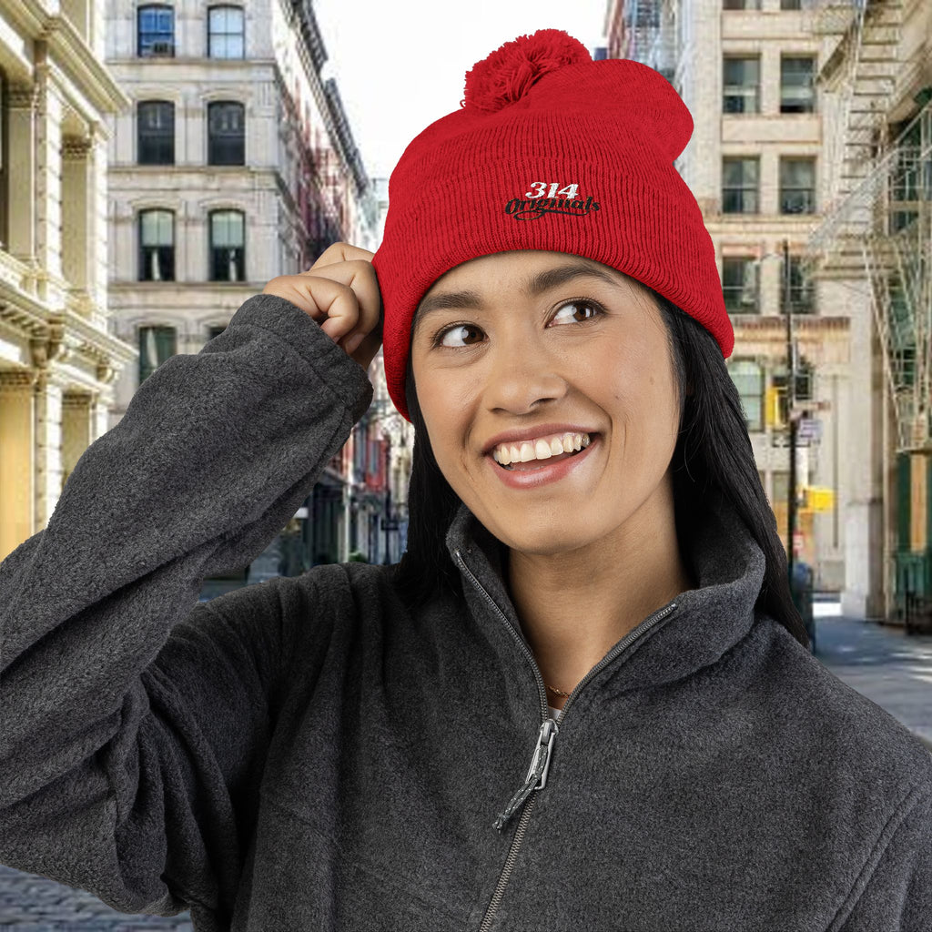 Embroidered Pom-Pom Knit Cap — "314 Originals" Beanie - 314 Originals