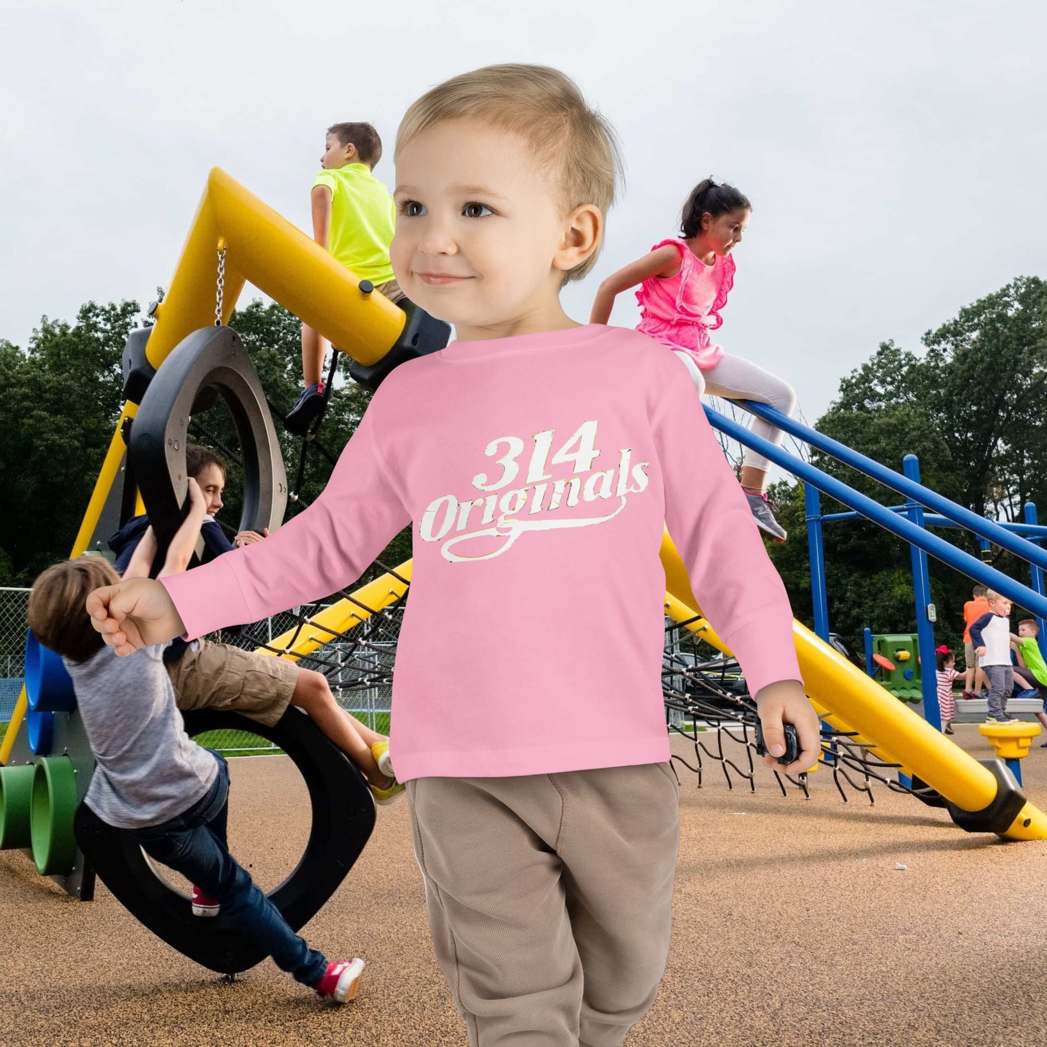 Toddler Long Sleeve Tee — "314 Originals" Retro Script Kids Shirt - 314 Originals