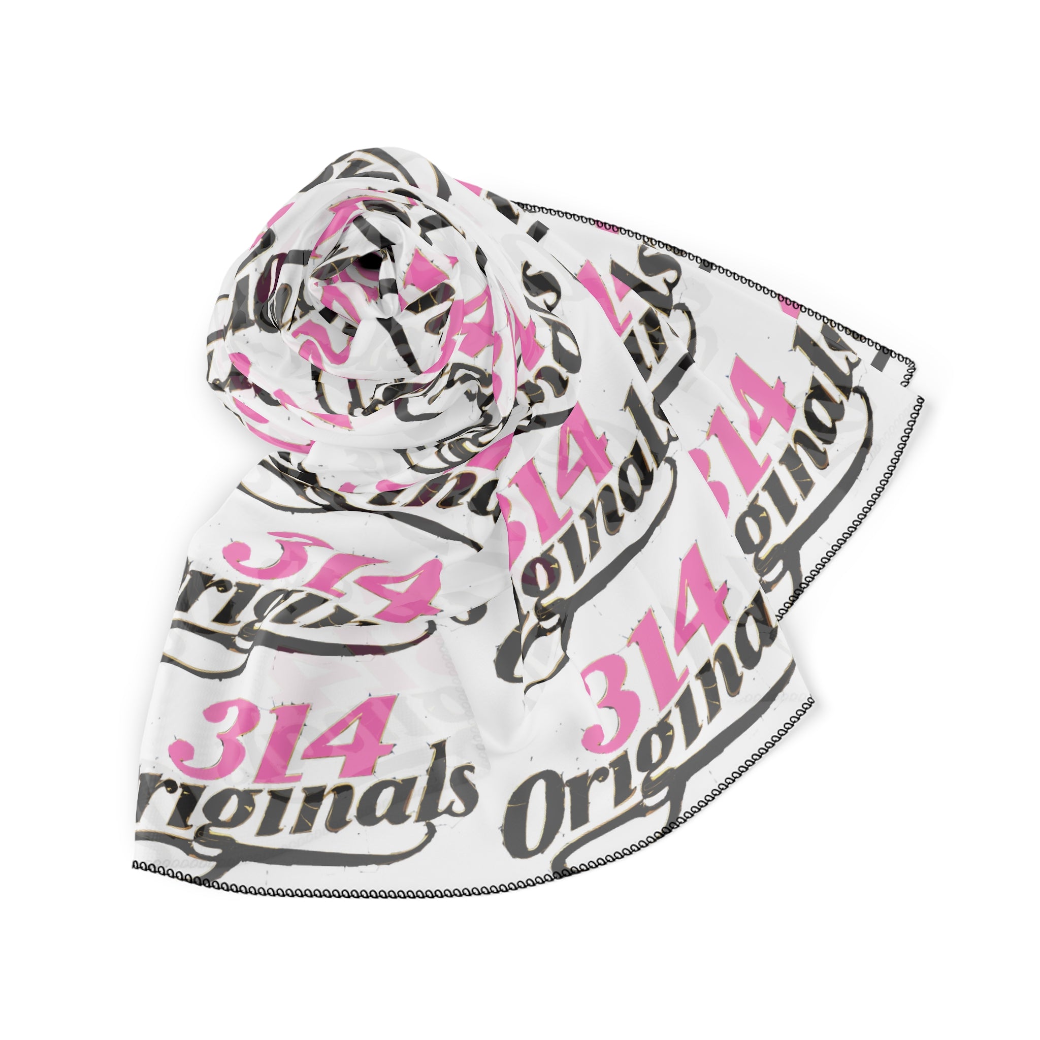 314 Logo Scarf — Pink & Black Poly Scarf - 314 Originals