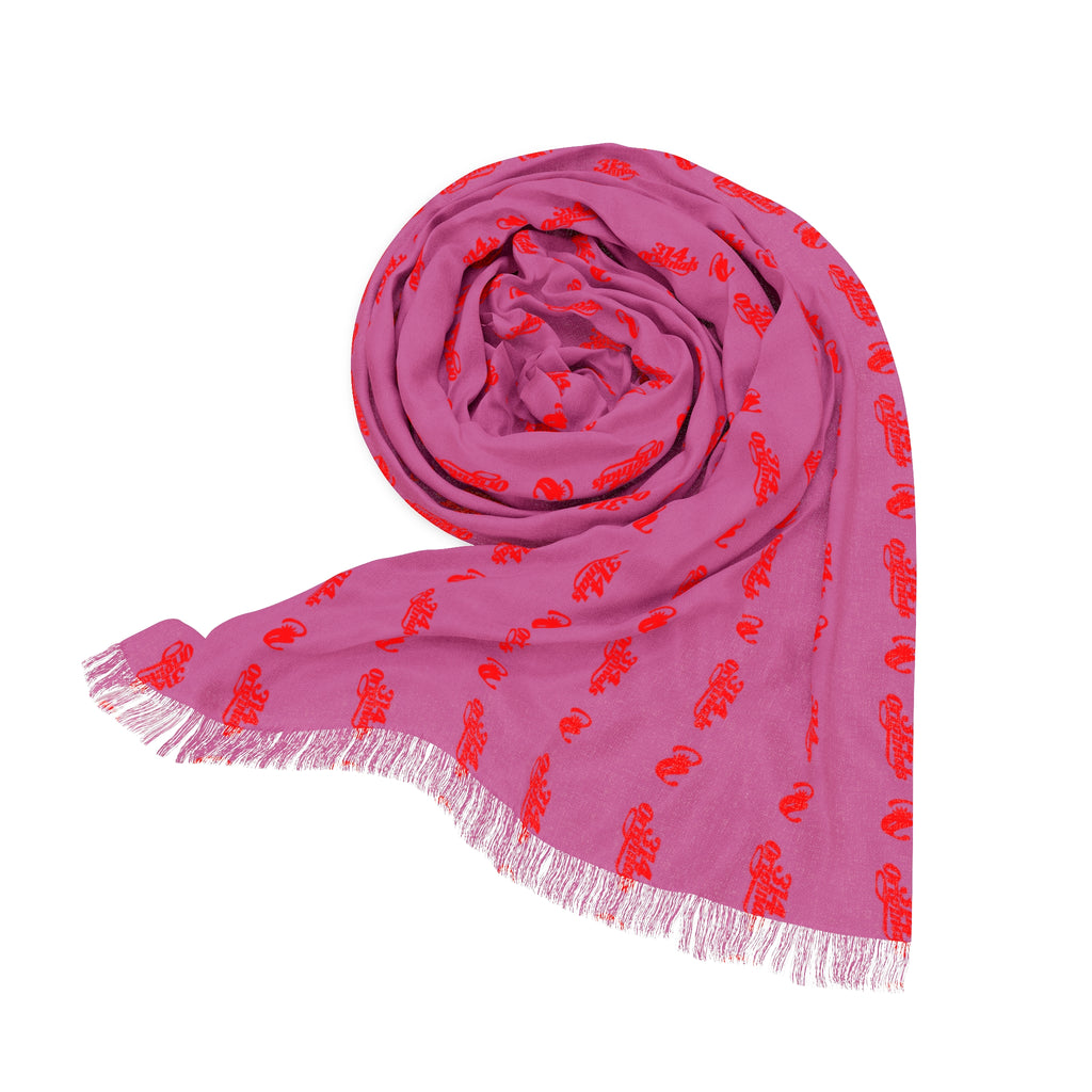 Pink Red Patterned Light Scarf — Lightweight Fringe Fashion Scarf - 314 Originals