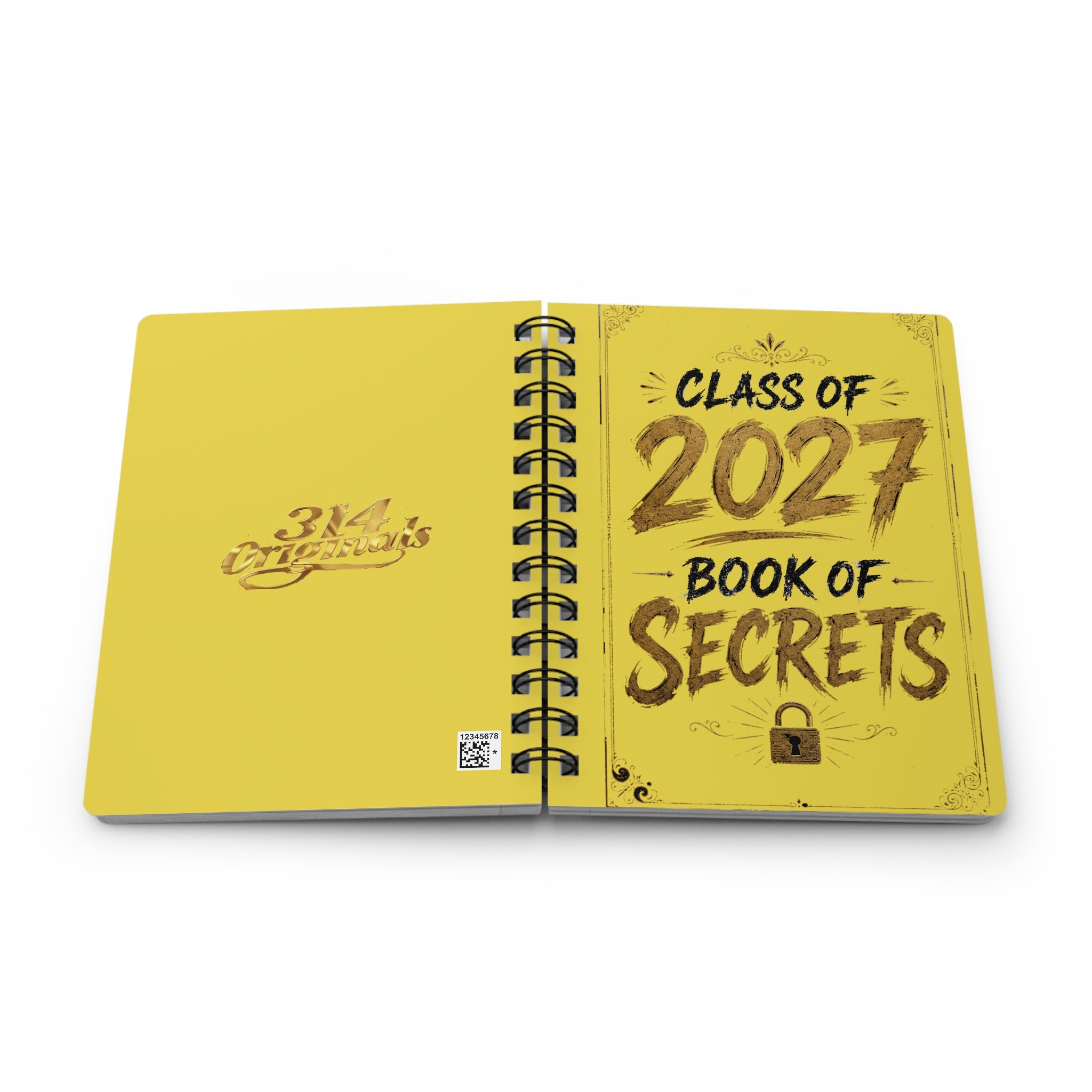 Class of 2027 Book of Secrets Spiral Journal - Yellow
