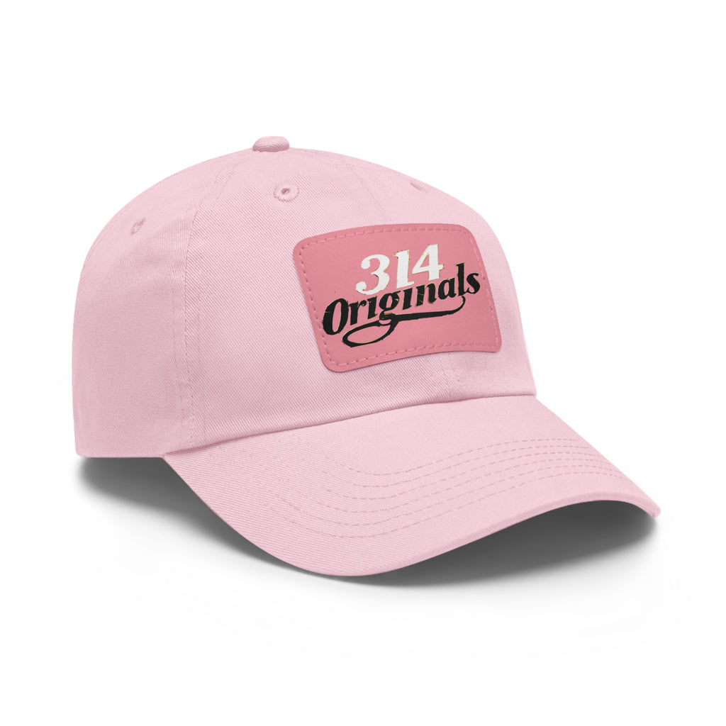 314 Originals Leather Patch Dad Hat — Retro Script Baseball Cap - 314 Originals