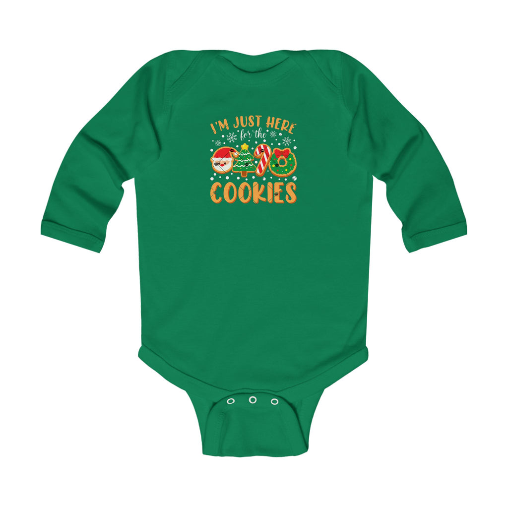 "I'm Just Here for the Cookies" Christmas Cookie Cute Infant Long Sleeve Onesie - 314 Originals