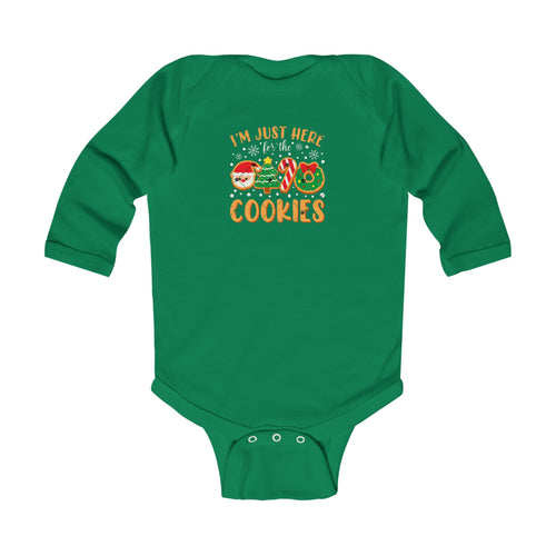 "I'm Just Here for the Cookies" Christmas Cookie Cute Infant Long Sleeve Onesie - 314 Originals