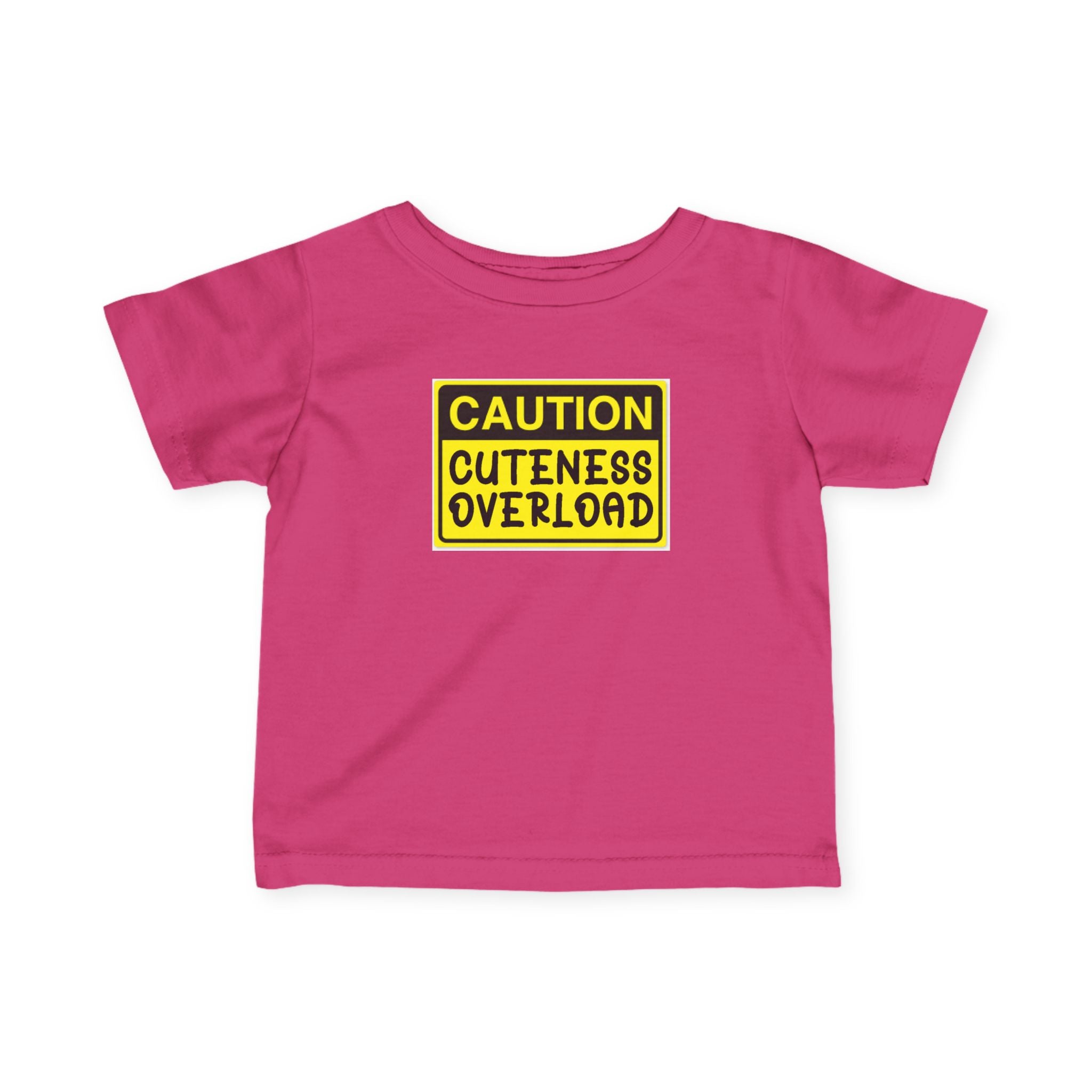 "Caution: Cuteness Overload" —  Baby T‑Shirt (Yellow Warning Sign) - 314 Originals