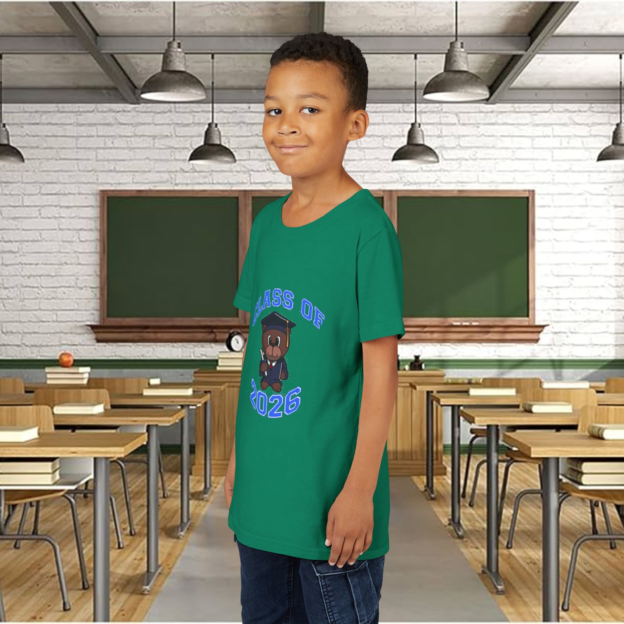Class of 2026 Kids Graduation T‑Shirt — Cute Graduate Bear Youth Tee