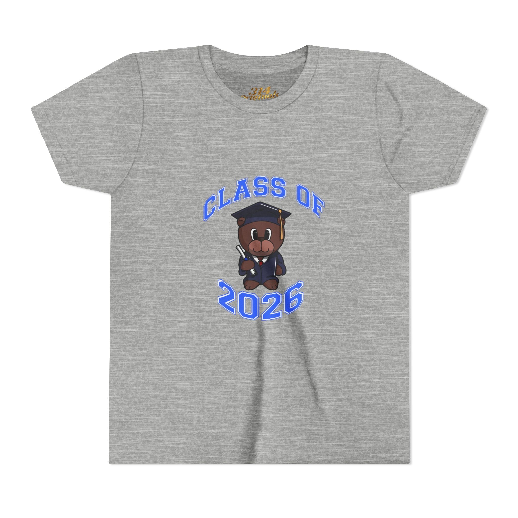 Class of 2026 Kids Graduation T‑Shirt — Cute Graduate Bear Youth Tee