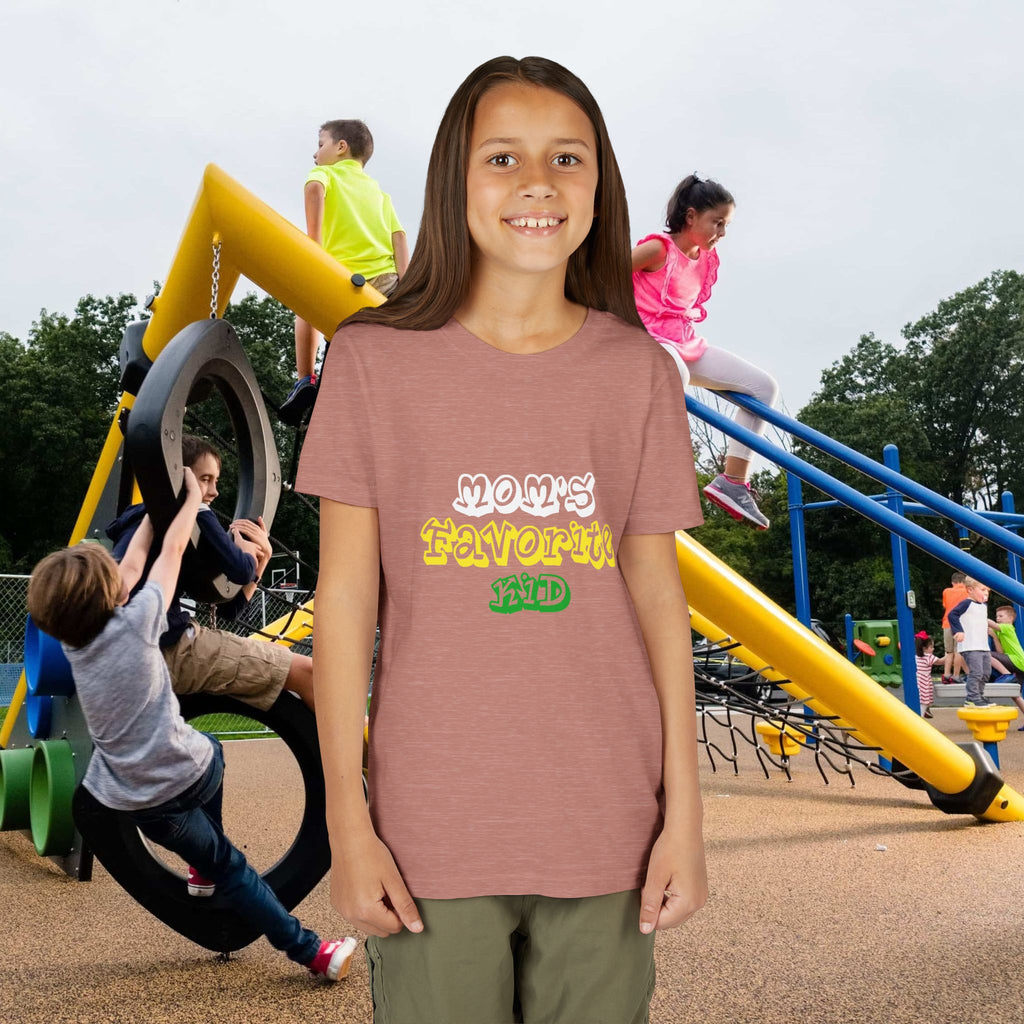 Girl's "Favorite Kid" Retro Yellow & Green Graphic T-Shirt
