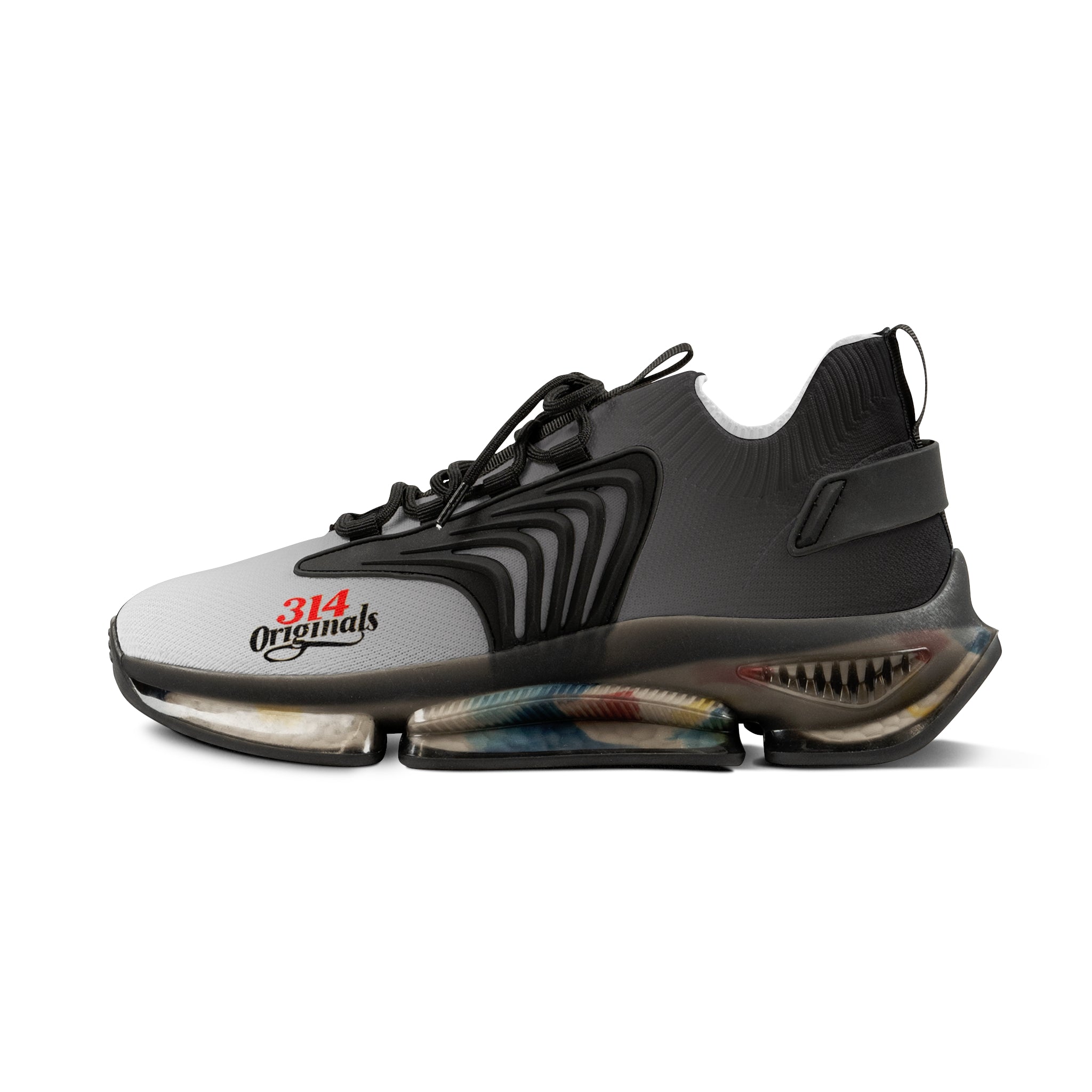 Men's Black and Smoke Mesh Sneakers — Breathable Lightweight Running Shoes with 314 Originals Accent - 314 Originals