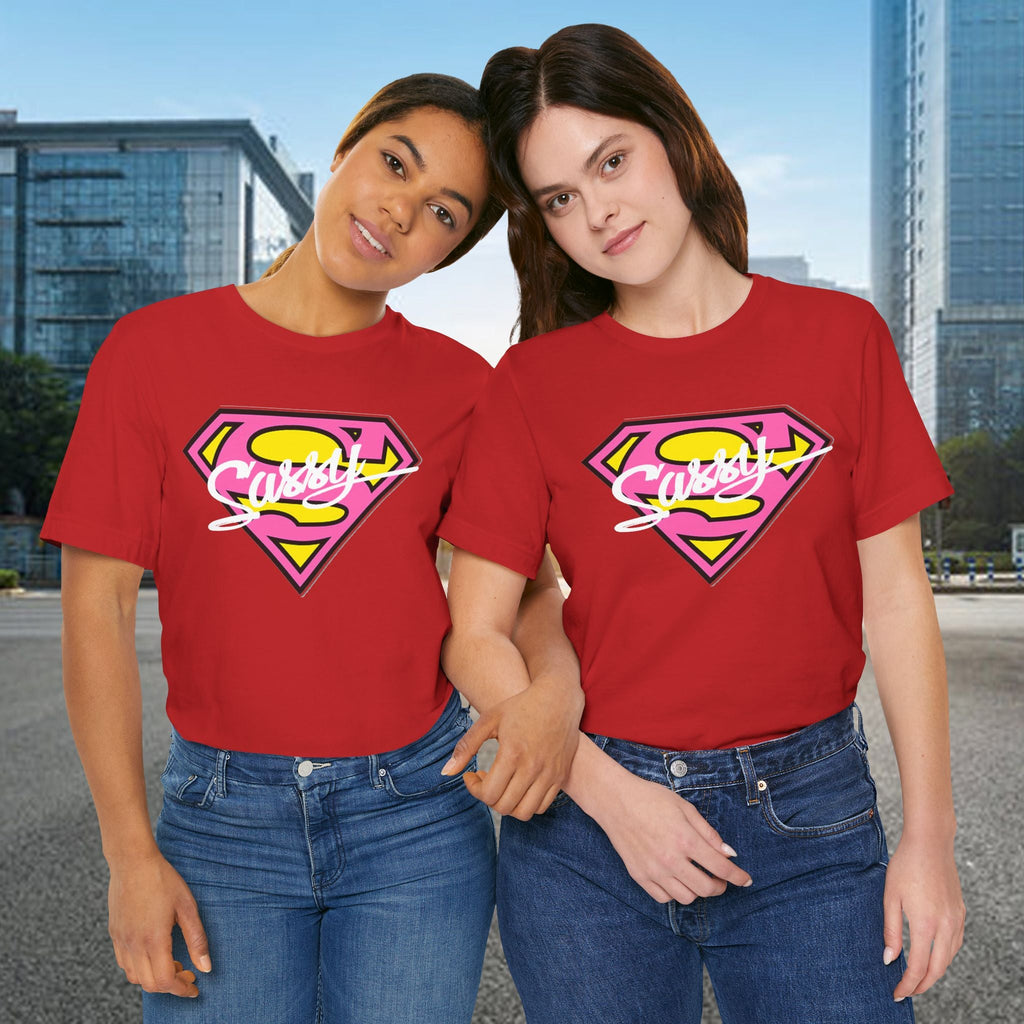 Super Sassy Tee — Pink & Yellow S Badge Graphic T-Shirt Printify T-Shirt  314 Originals