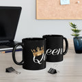 Queen Script Black Mug with Gold Crown — Royal Coffee Tea Gift - 314 Originals