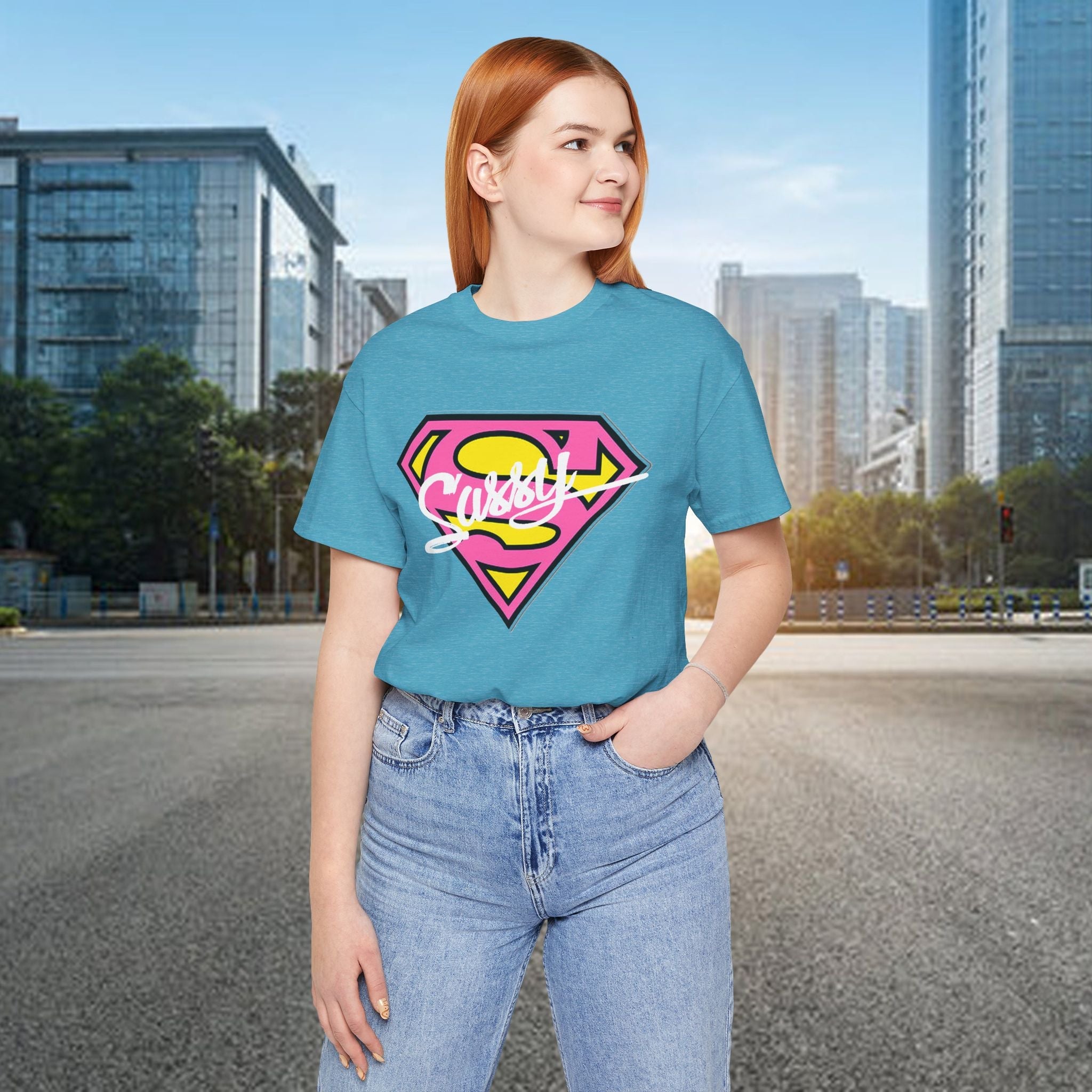 Super Sassy Tee — Pink & Yellow S Badge Graphic T-Shirt Printify T-Shirt  314 Originals