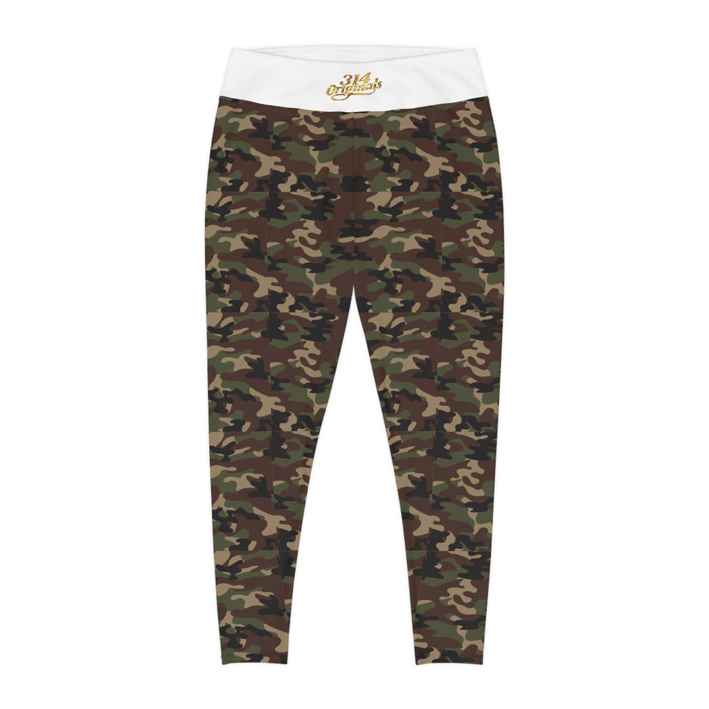 Camo Plus Size Leggings — Subtle Side Script Graphic, Comfortable Everyday Activewear - 314 Originals