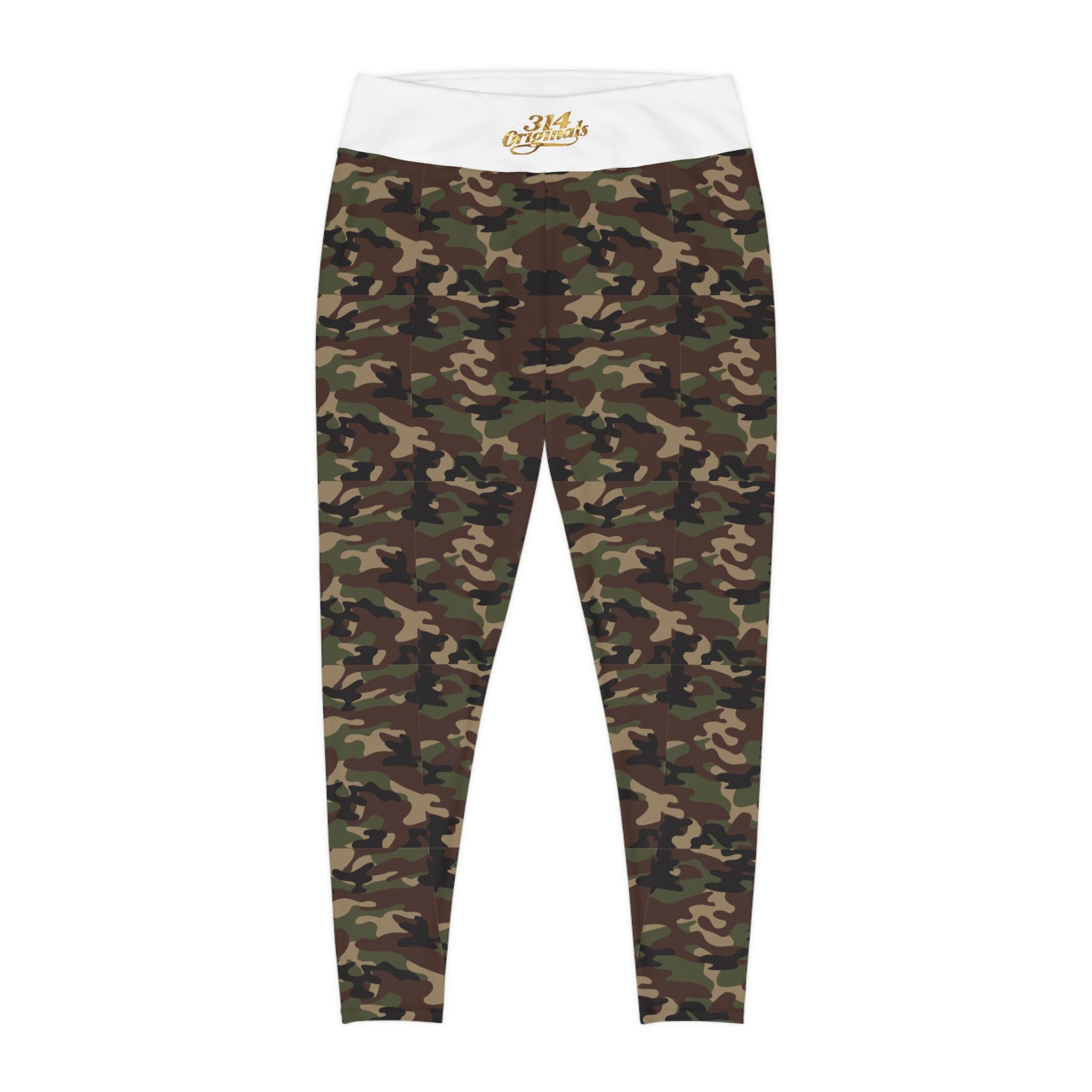 Camo Plus Size Leggings — Subtle Side Script Graphic, Comfortable Everyday Activewear - 314 Originals