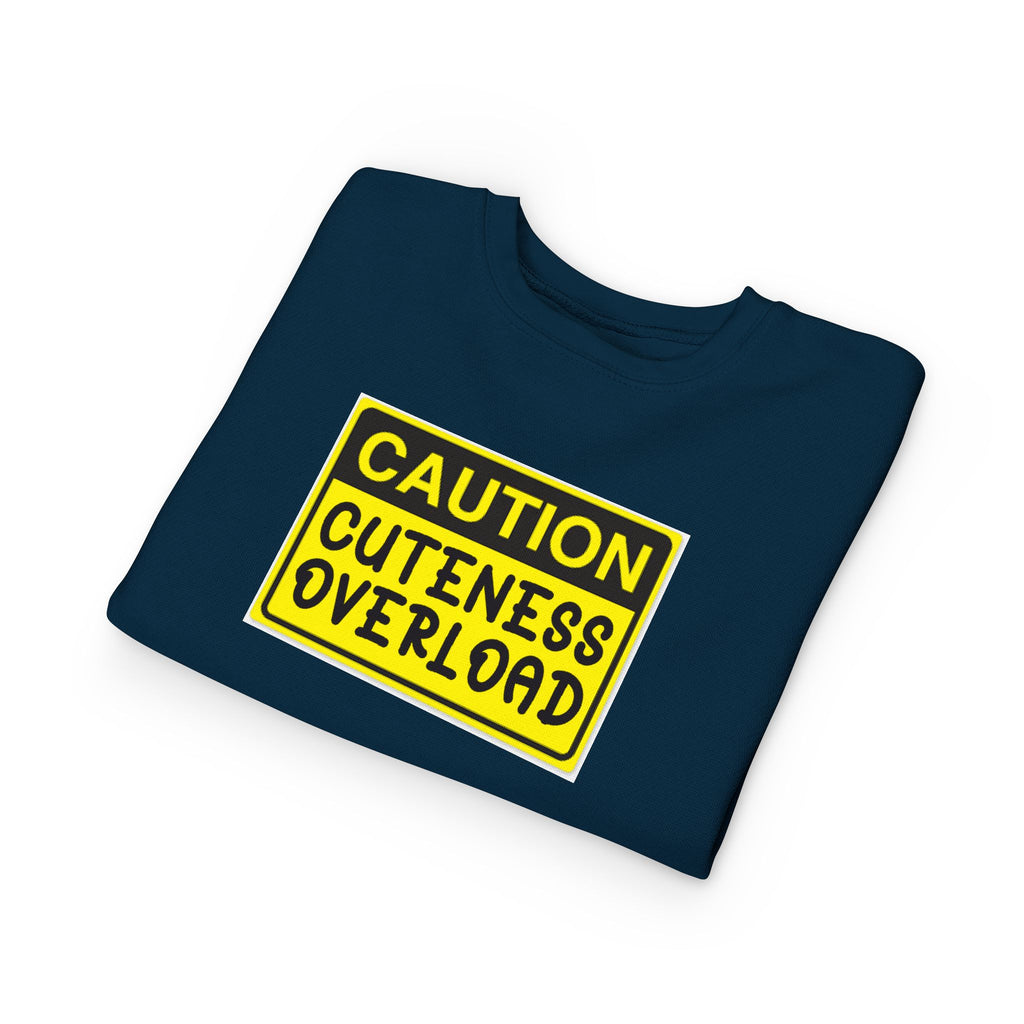 "Caution: Cuteness Overload" Kids Crewneck Toddler Sweatshirt