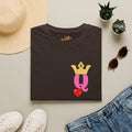 Queen Q Crown T‑Shirt — Pink & Gold Heart Logo Tee