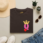 Queen Q Crown T‑Shirt — Pink & Gold Heart Logo Tee