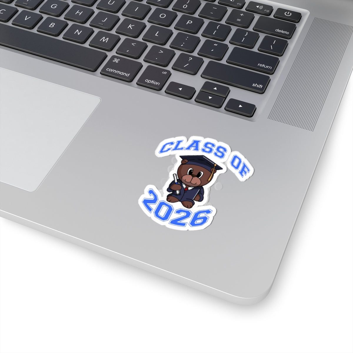Class of 2026 Graduation Bear Sticker — Cute Cap & Gown Kiss-Cut Sticker for Students