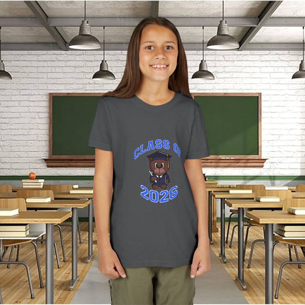 Class of 2026 Kids Graduation T‑Shirt — Cute Graduate Bear Youth Tee