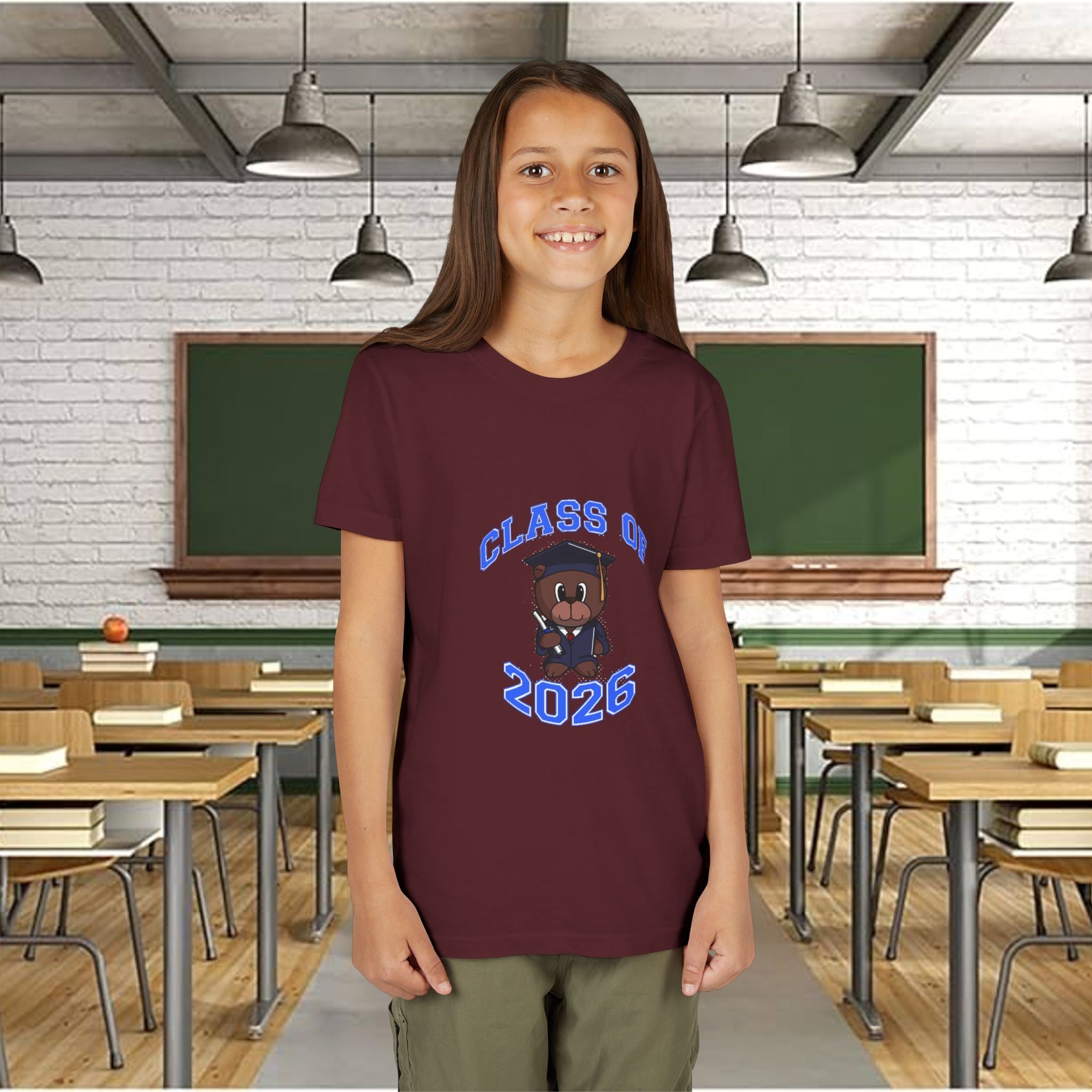 Class of 2026 Kids Graduation T‑Shirt — Cute Graduate Bear Youth Tee