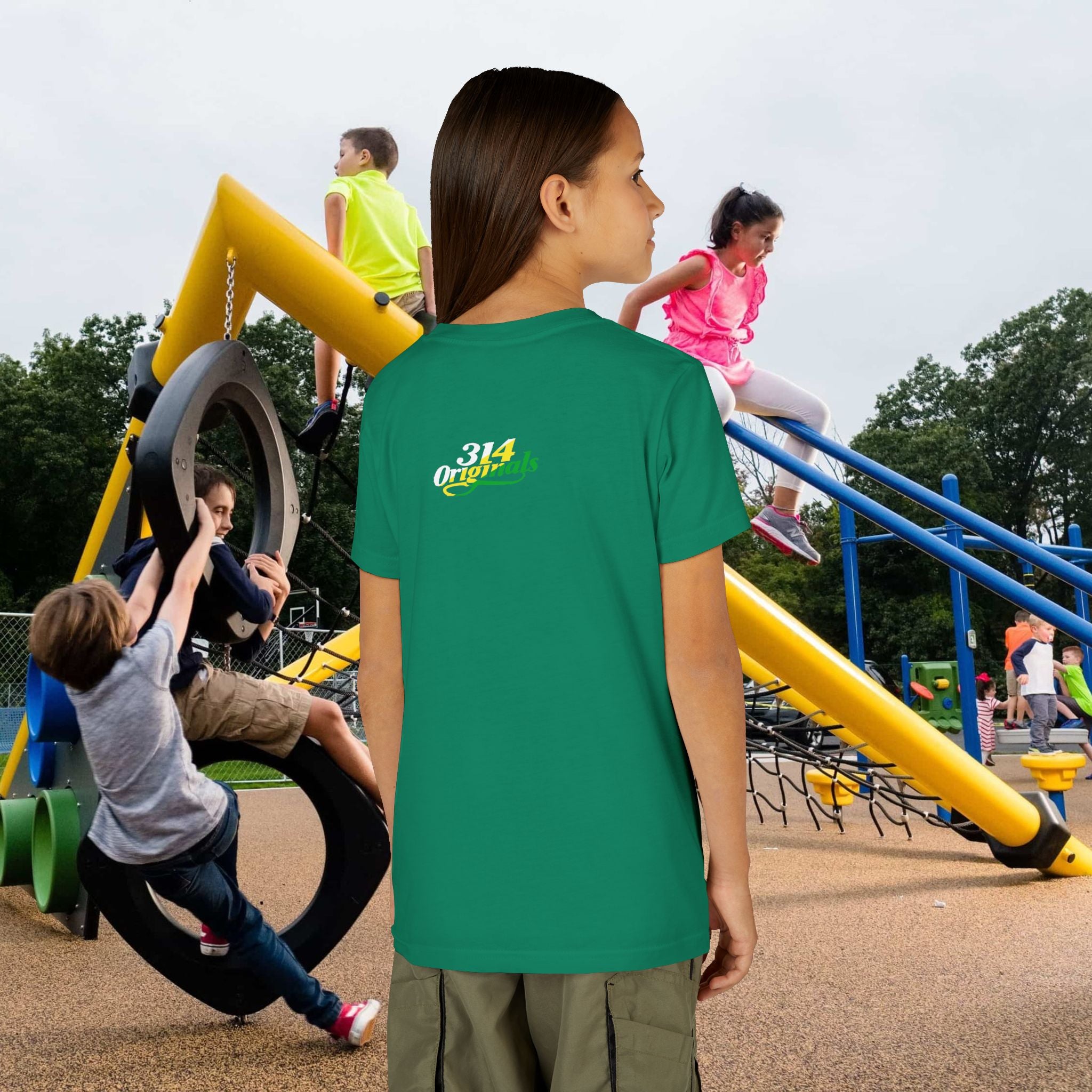 Girl's "Favorite Kid" Retro Yellow & Green Graphic T-Shirt