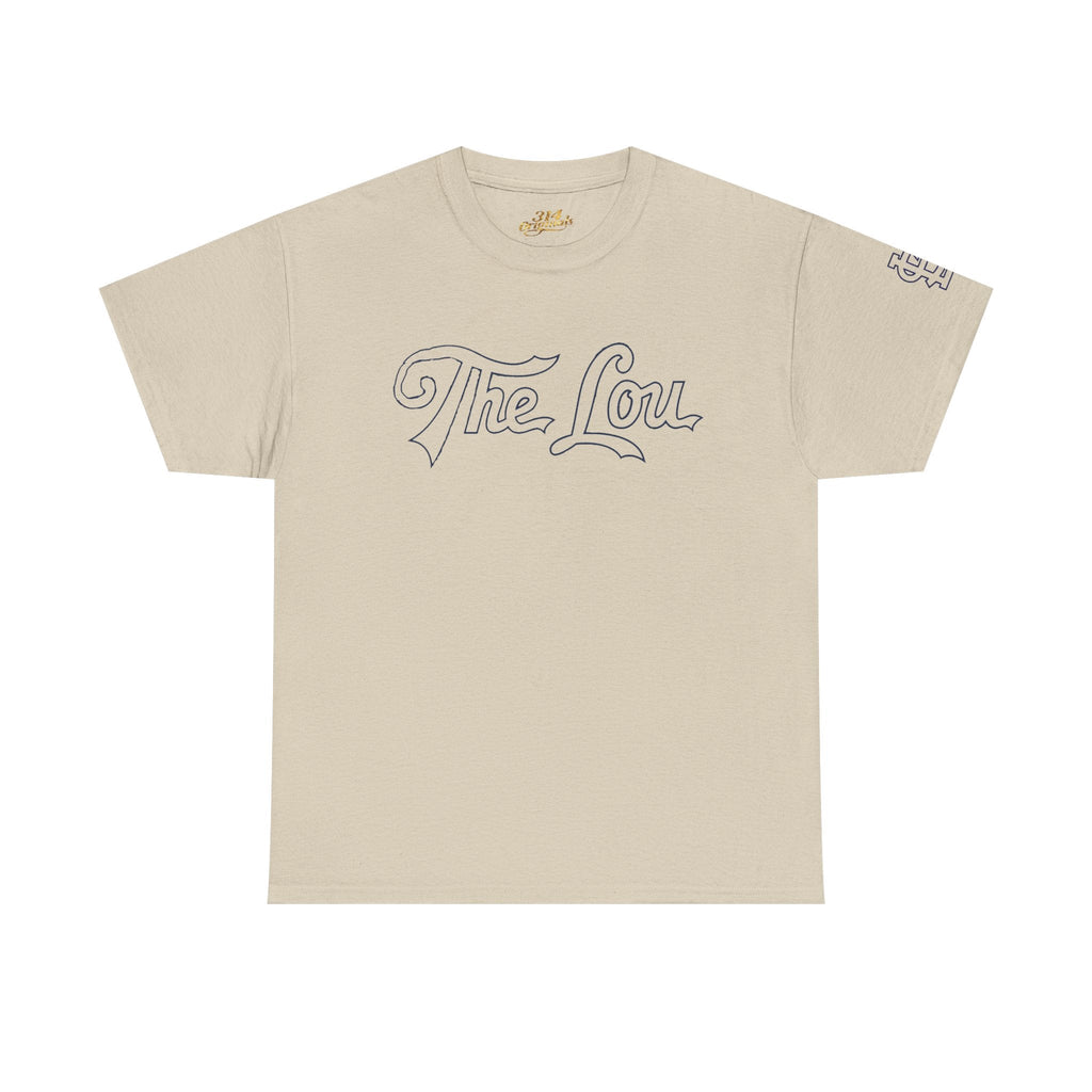 The Lou Script Sand Tee — Vintage Script Graphic T-Shirt Printify T-Shirt  314 Originals