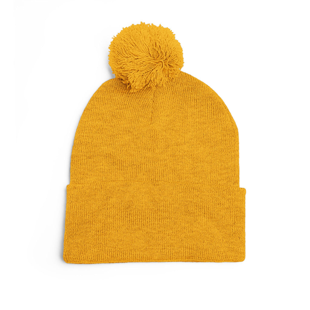 Embroidered Pom-Pom Knit Beanie – Cozy Winter Hat with Small Script Logo - 314 Originals