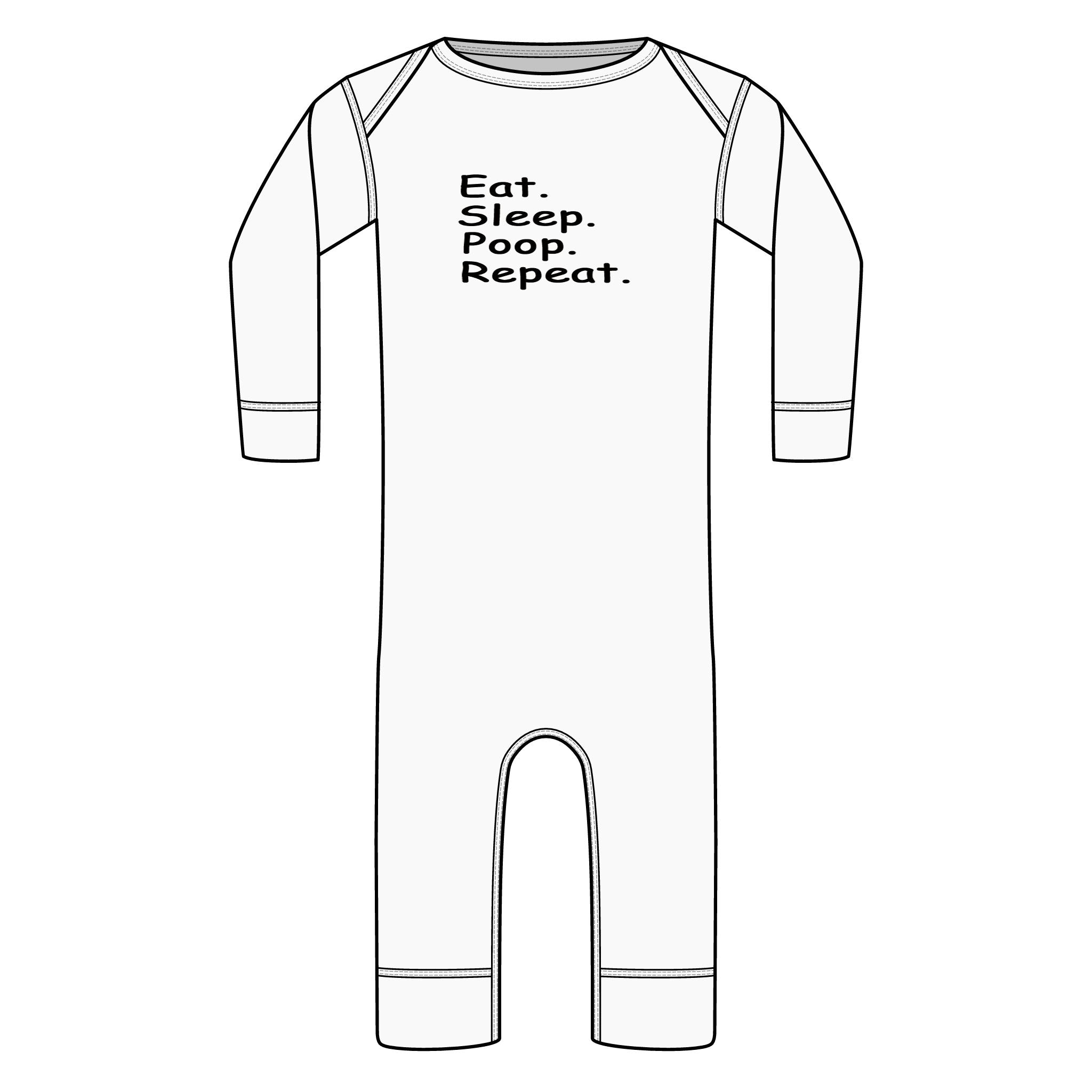 Infant Bodysuit "Eat. Sleep. Poop. Repeat." — Long-Leg Rib Baby Romper Printify Kids clothes  314 Originals