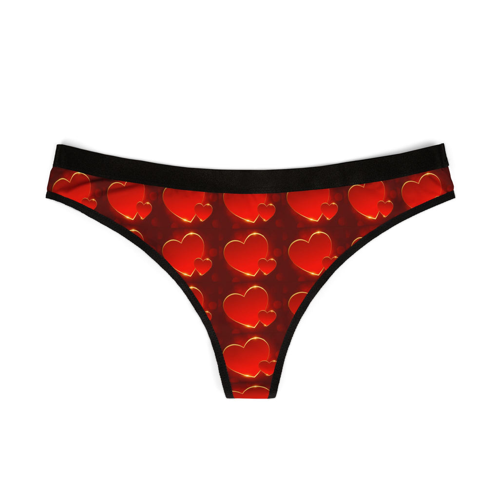 Women's Heart-Print Thong Panties — Red Romantic Valentine Lingerie