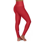 Red Yoga Leggings — High-Waisted Leggings with Pink “Originals” Side Script - 314 Originals