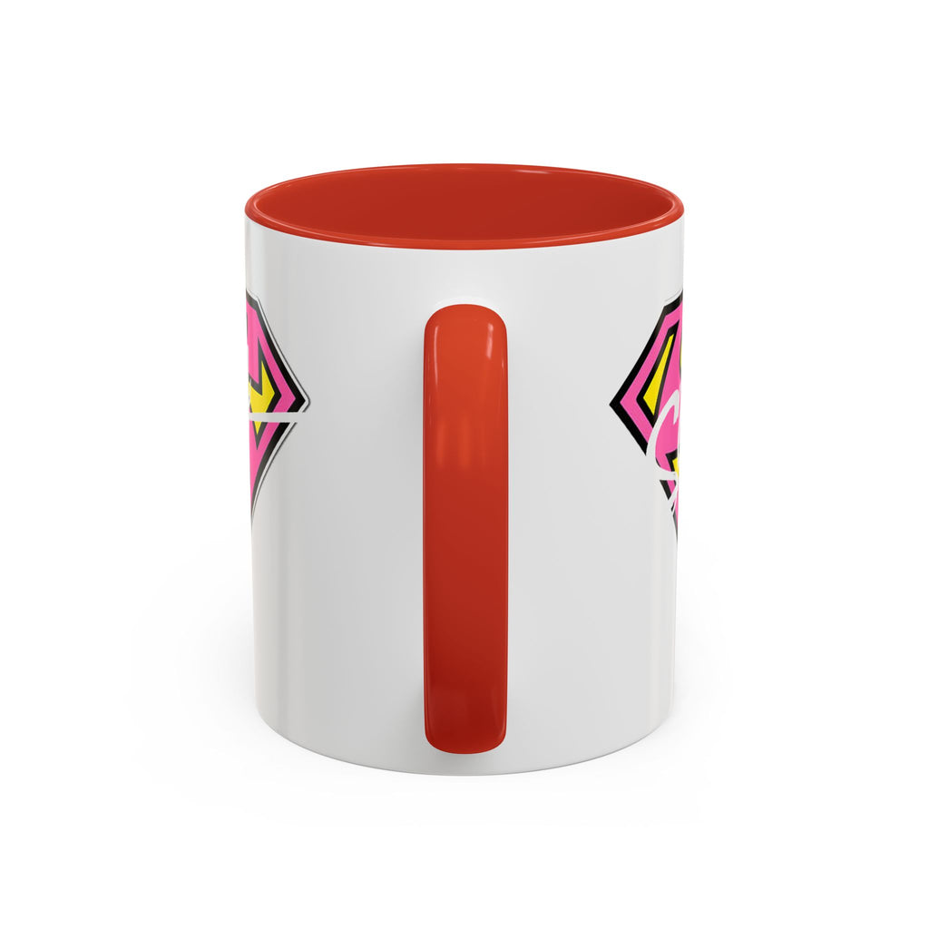 Sassy Supergirl Accent Coffee Mug – Pink & Yellow Super S Logo (11/15oz) - 314 Originals