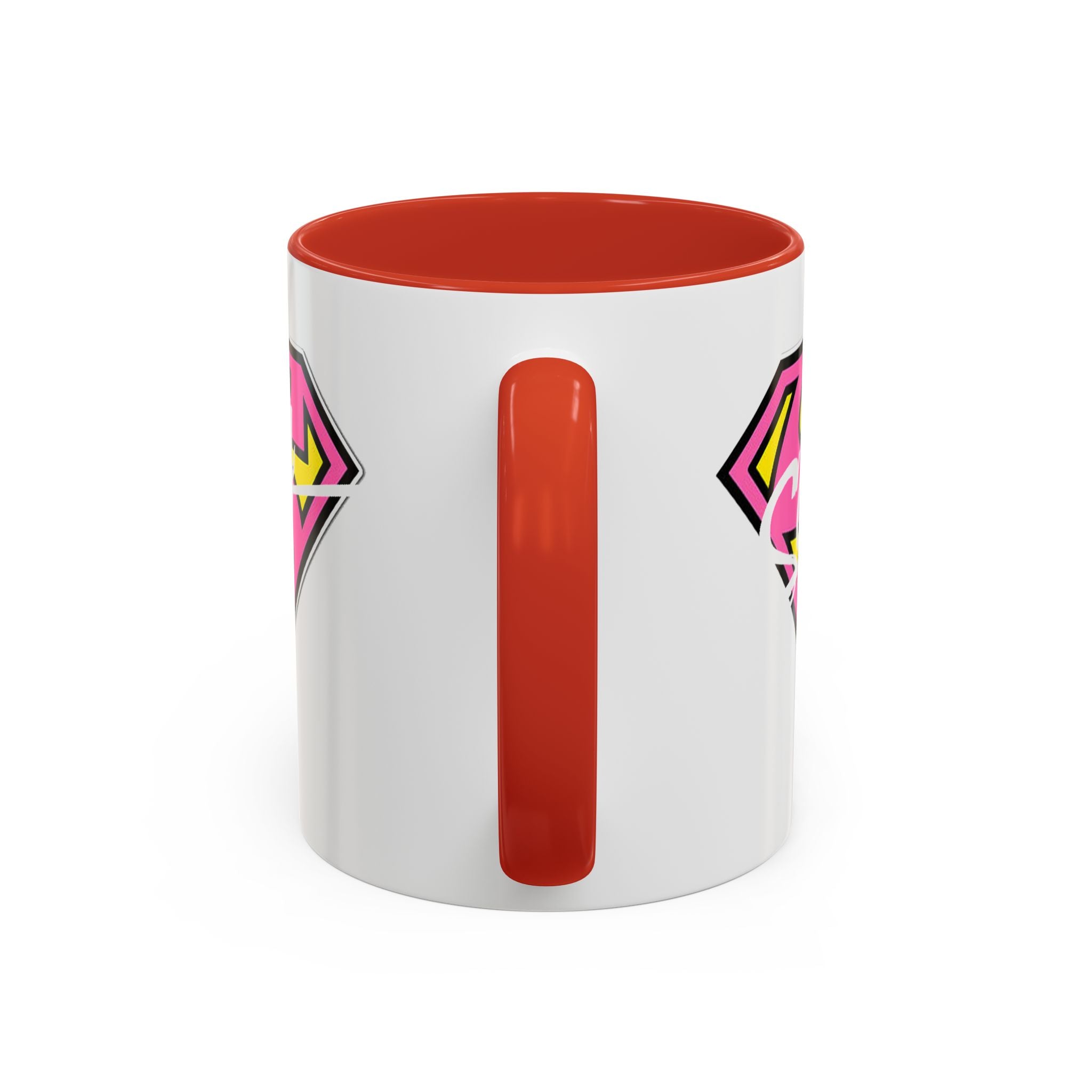Sassy Supergirl Accent Coffee Mug – Pink & Yellow Super S Logo (11/15oz) - 314 Originals