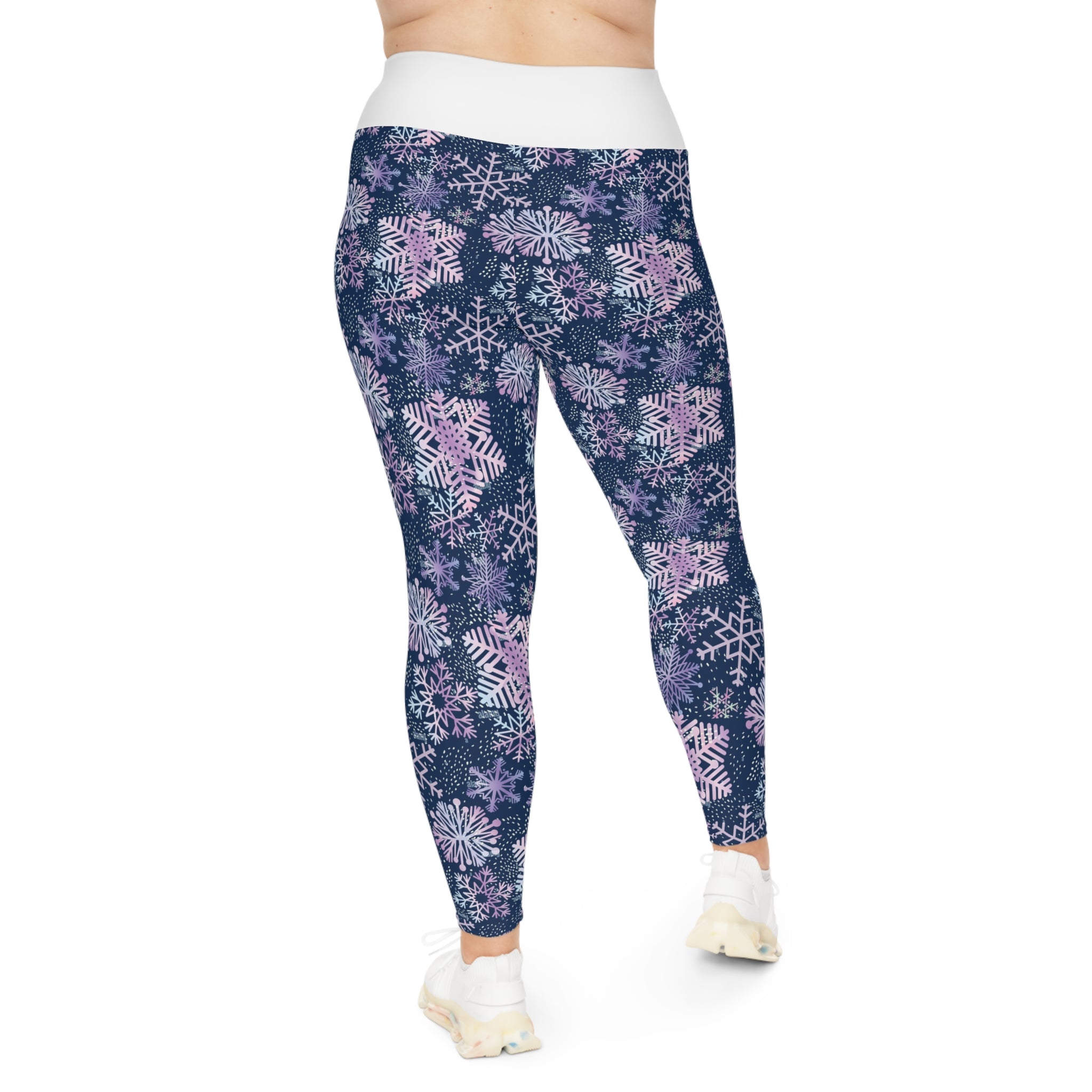 Snowflake Plus Size Leggings — Subtle Side Script Graphic, Comfortable Everyday Activewear - 314 Originals