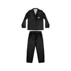 Black Satin Women's Pajama Set — Luxe Long-Sleeve Button Top & Elastic Waist Pants - 314 Originals