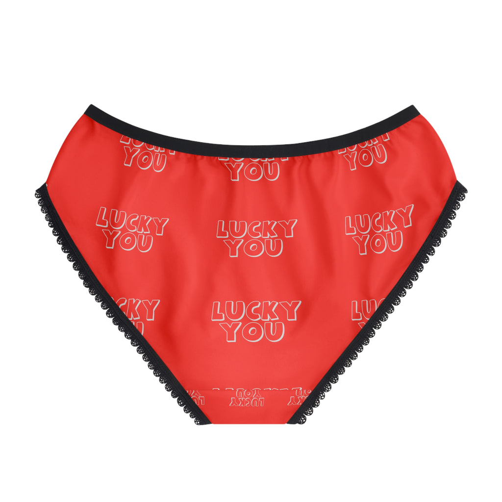 Lucky You Red Briefs — Women's Lace-Trim Underwear