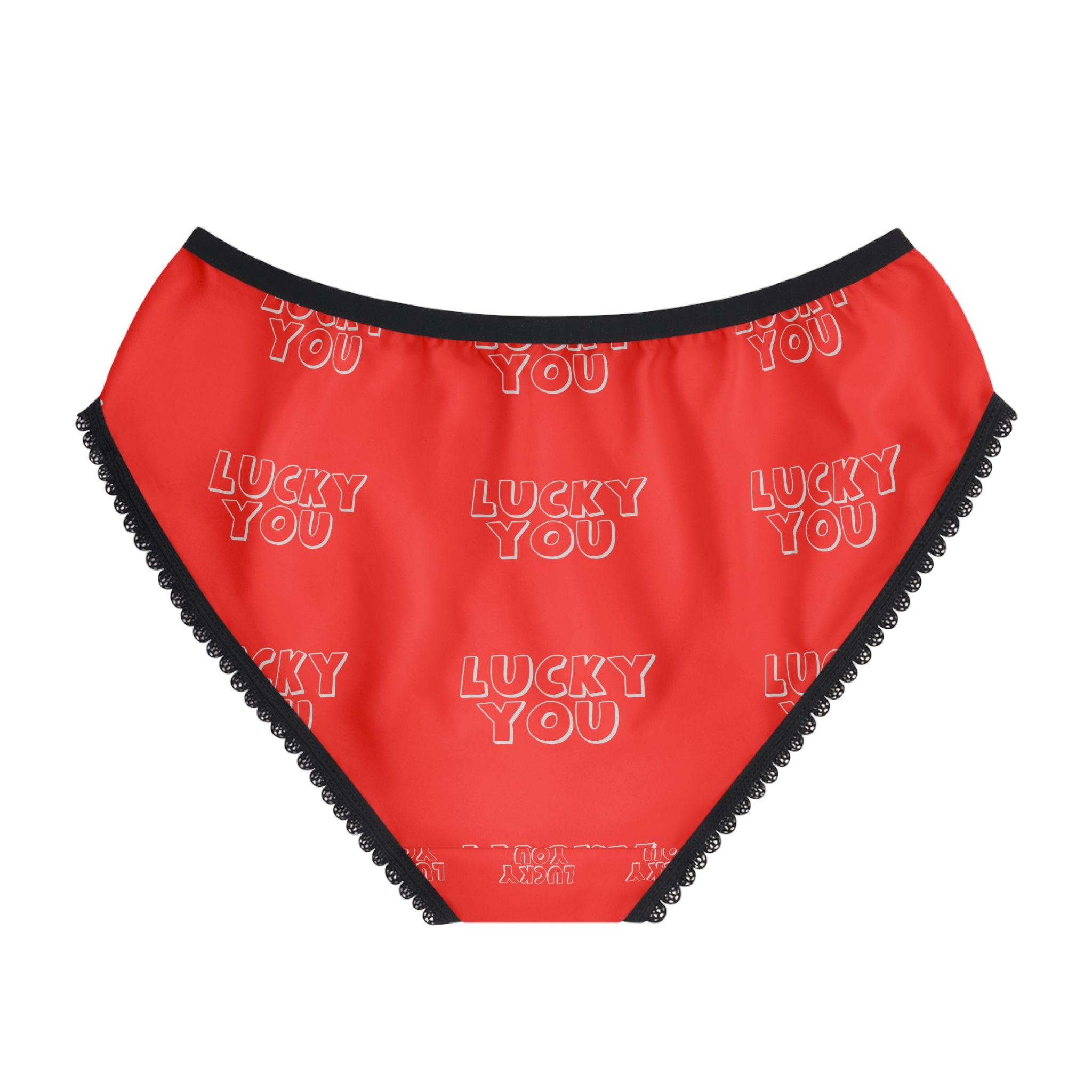Lucky You Red Briefs — Women's Lace-Trim Underwear