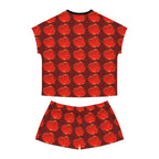 Women's Red Heart Pattern Short Pajama Set – Valentine's Sleepwear - 314 Originals