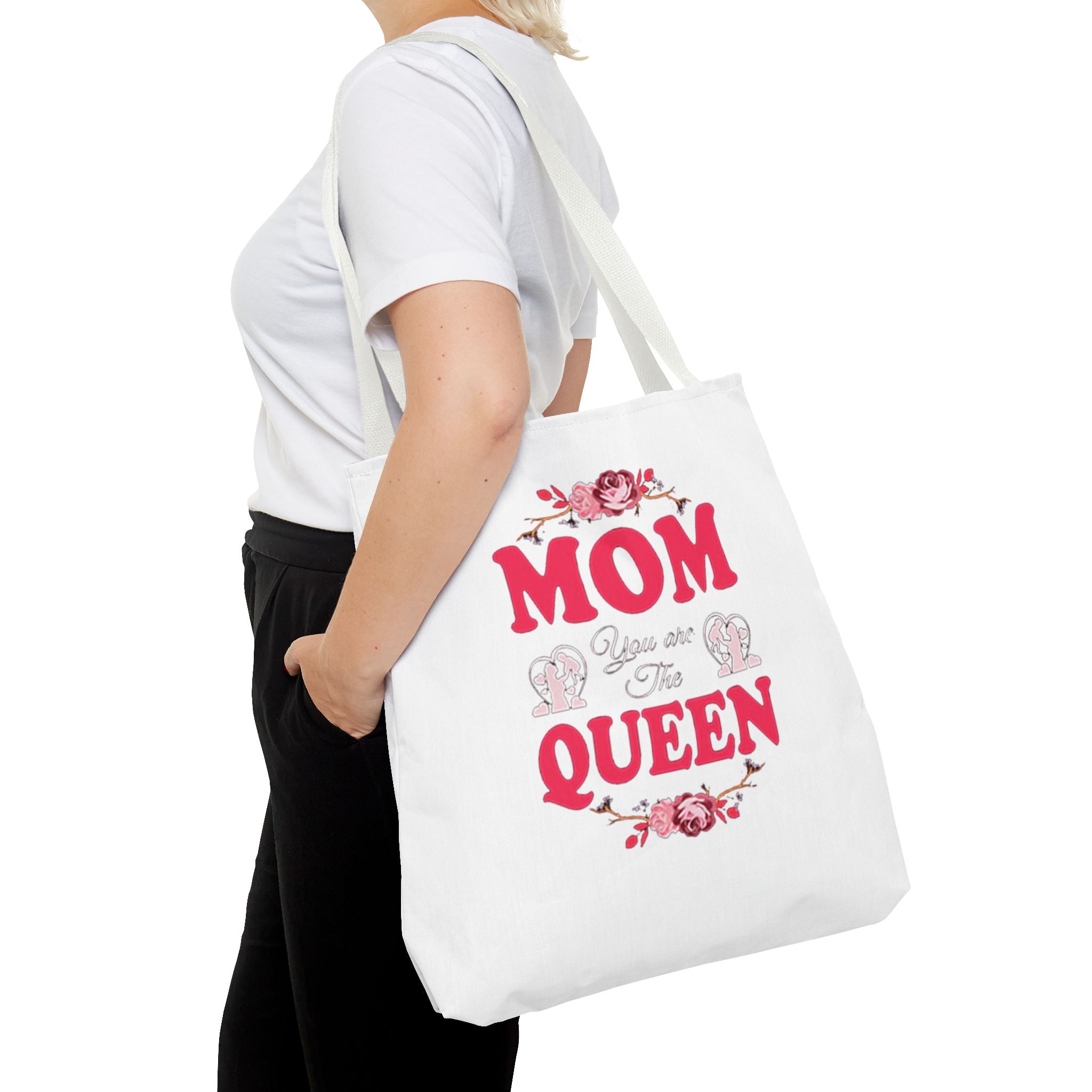 "Mom You're the Queen" Floral Mother's Day Tote Bag Printify Bags  314 Originals