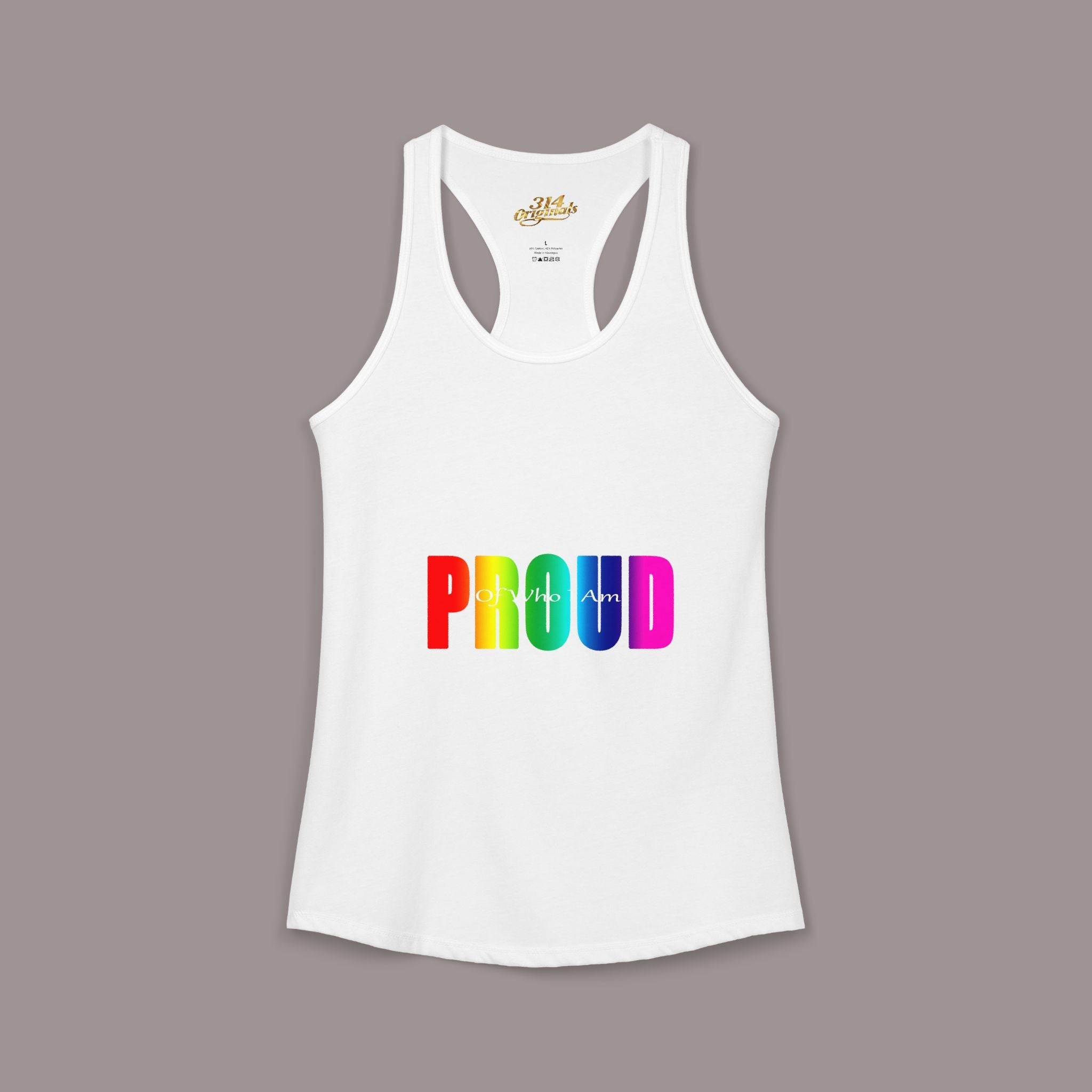 'PROUD' Women's Ideal Racerback Tank Printify Tank Top  314 Originals