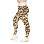 Brown Camo Plus Size Leggings — Subtle Side Script Graphic, Comfortable Everyday Activewear - 314 Originals