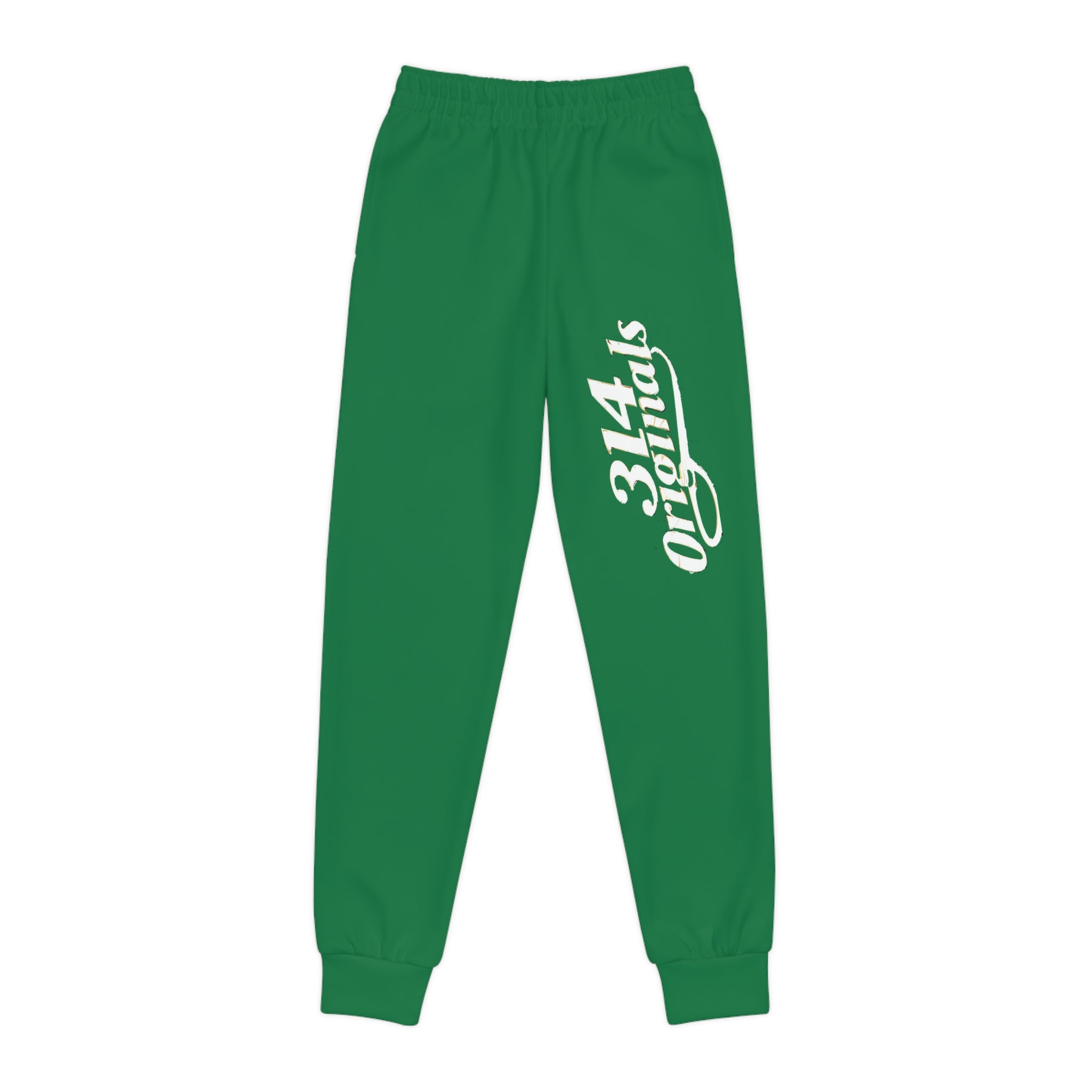 Dark Green Youth Joggers with 314 Originals Side Graphic — Kids Athletic Sweatpants - 314 Originals