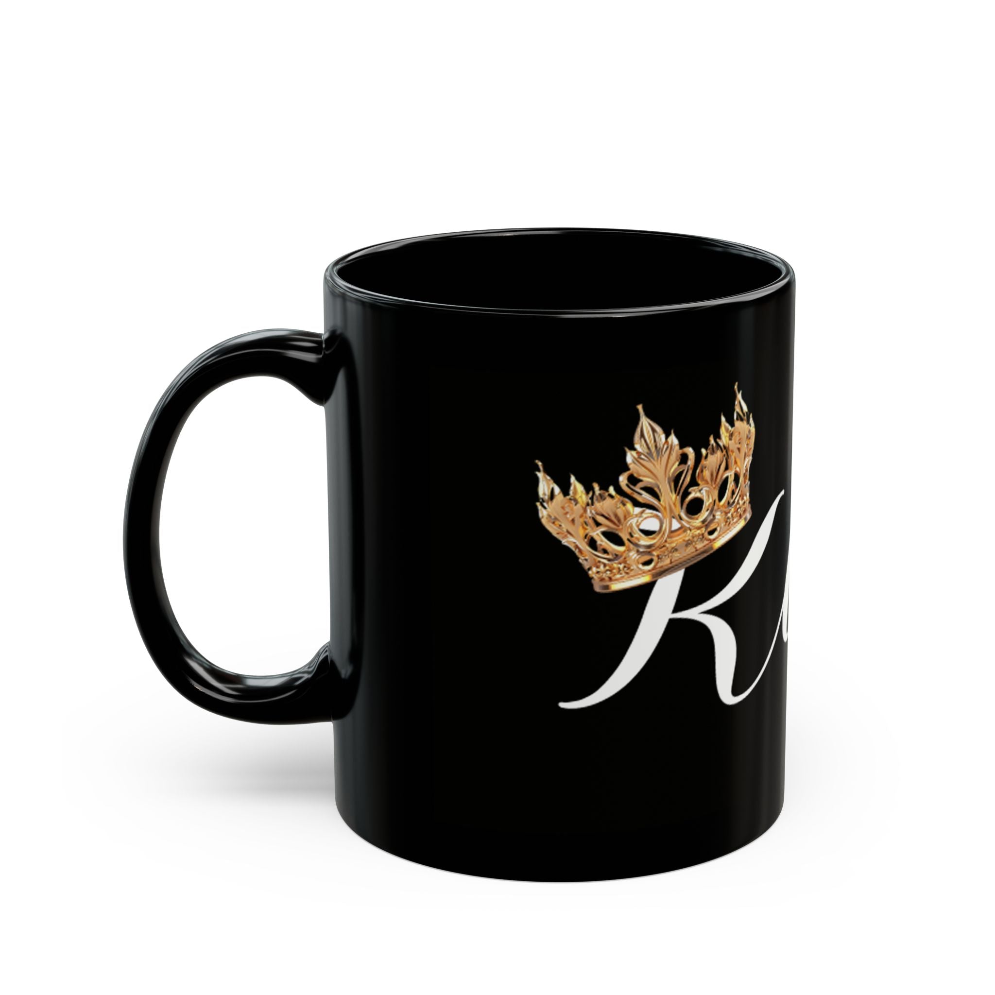 King Crown Black Coffee Mug – Elegant Script Royalty Gift (11oz & 15oz) - 314 Originals